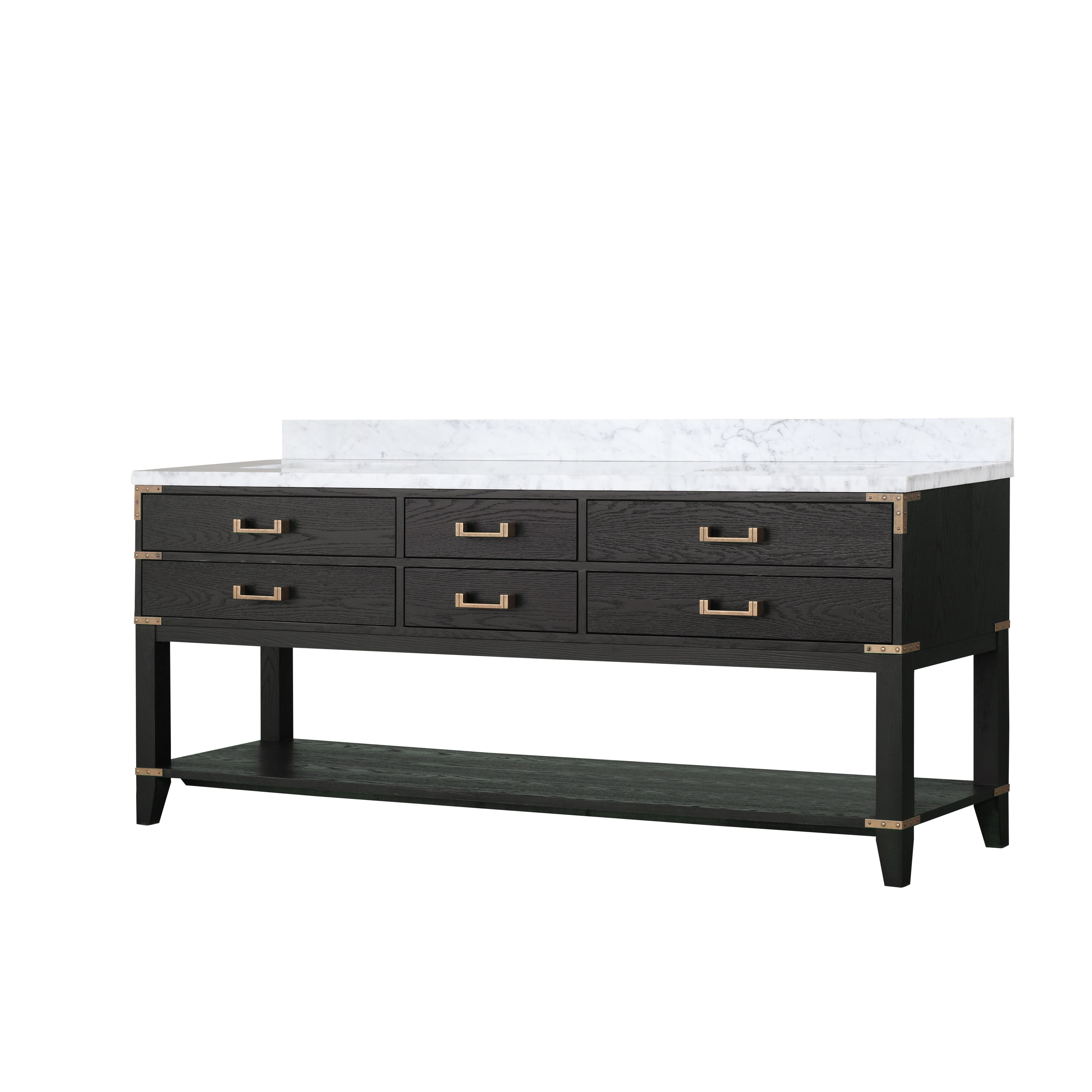 Norwalk 80 in W x 22 in D Black Oak Double Bath Vanity