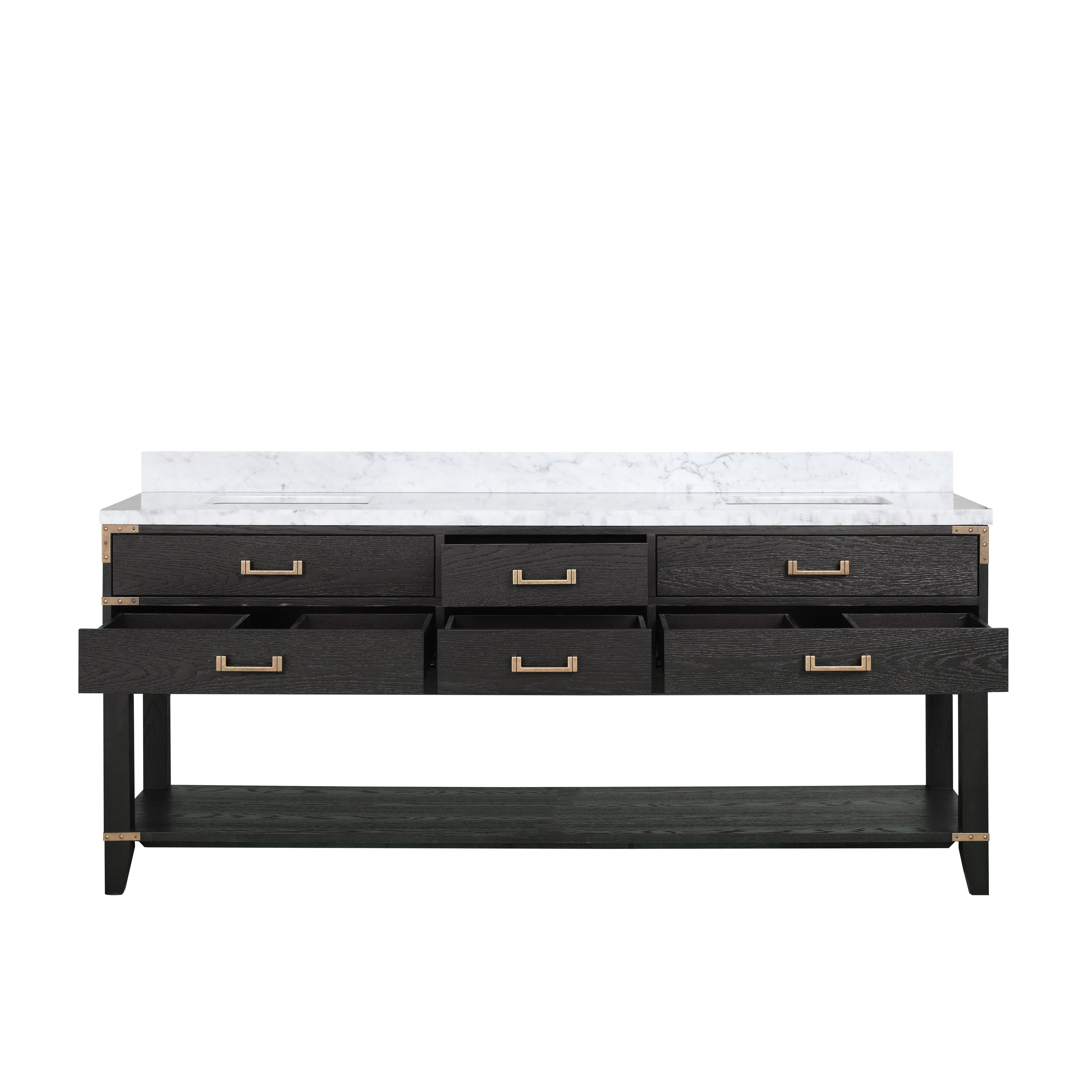 Norwalk 80 in W x 22 in D Black Oak Double Bath Vanity