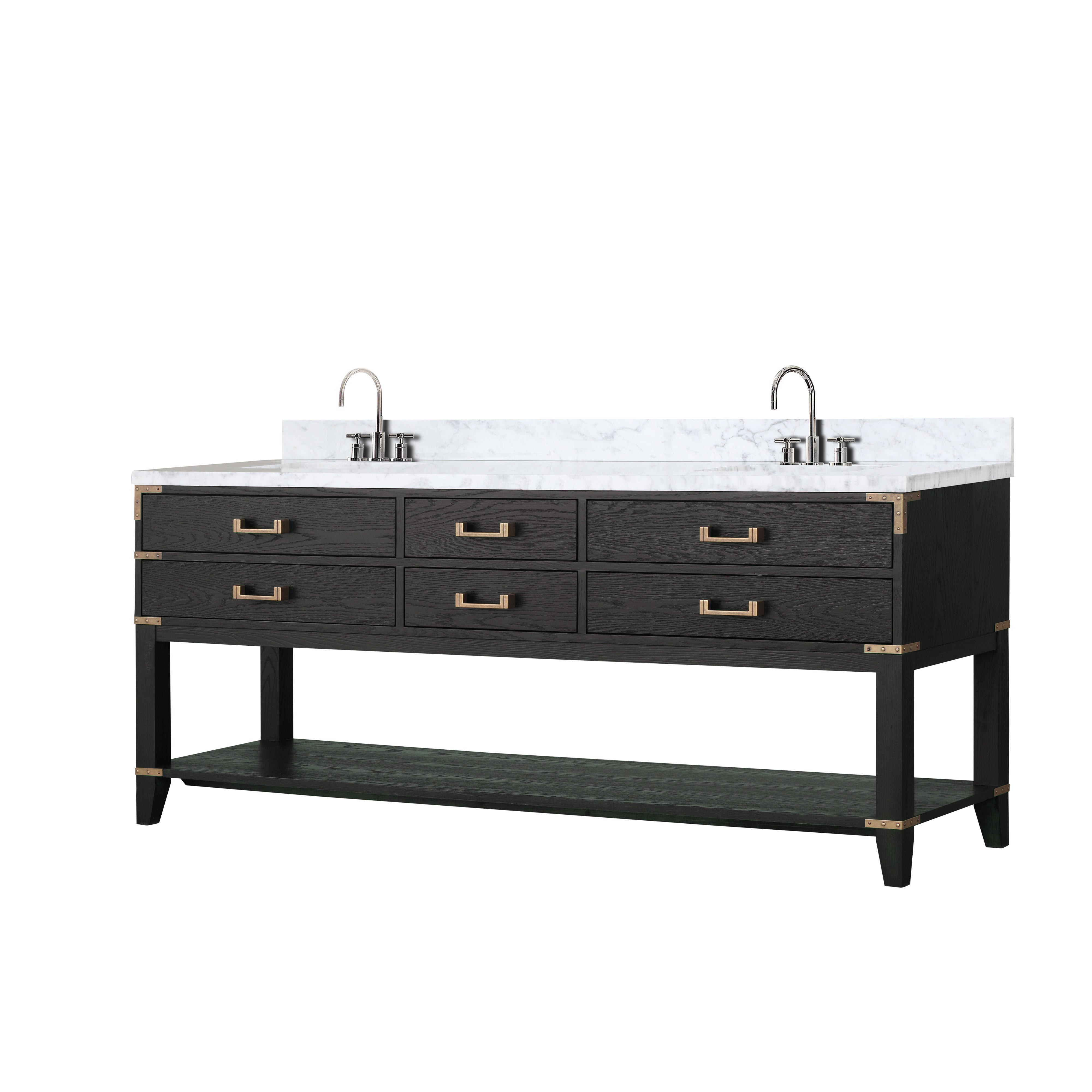 Norwalk 80 in W x 22 in D Black Oak Double Bath Vanity