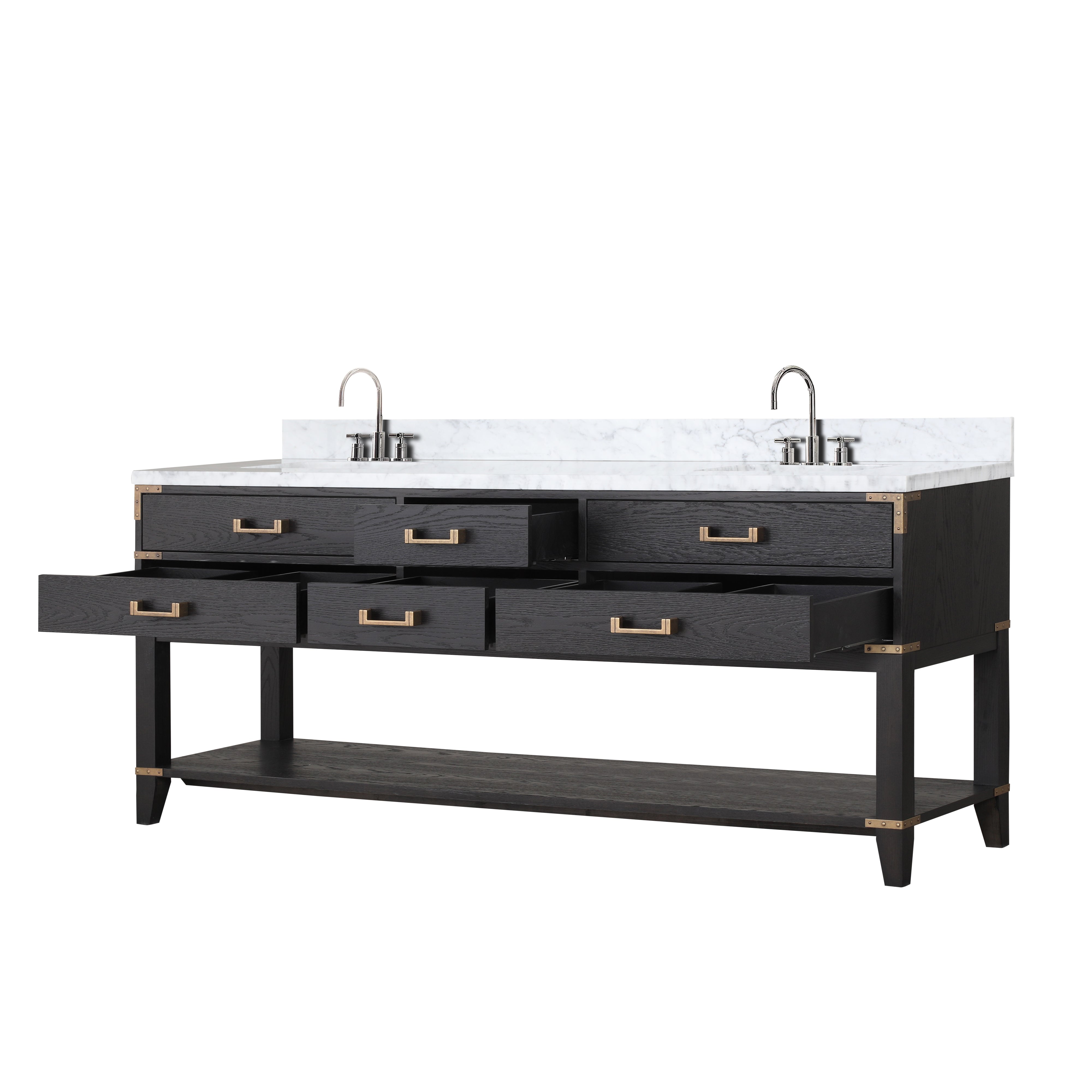 Norwalk 80 in W x 22 in D Black Oak Double Bath Vanity