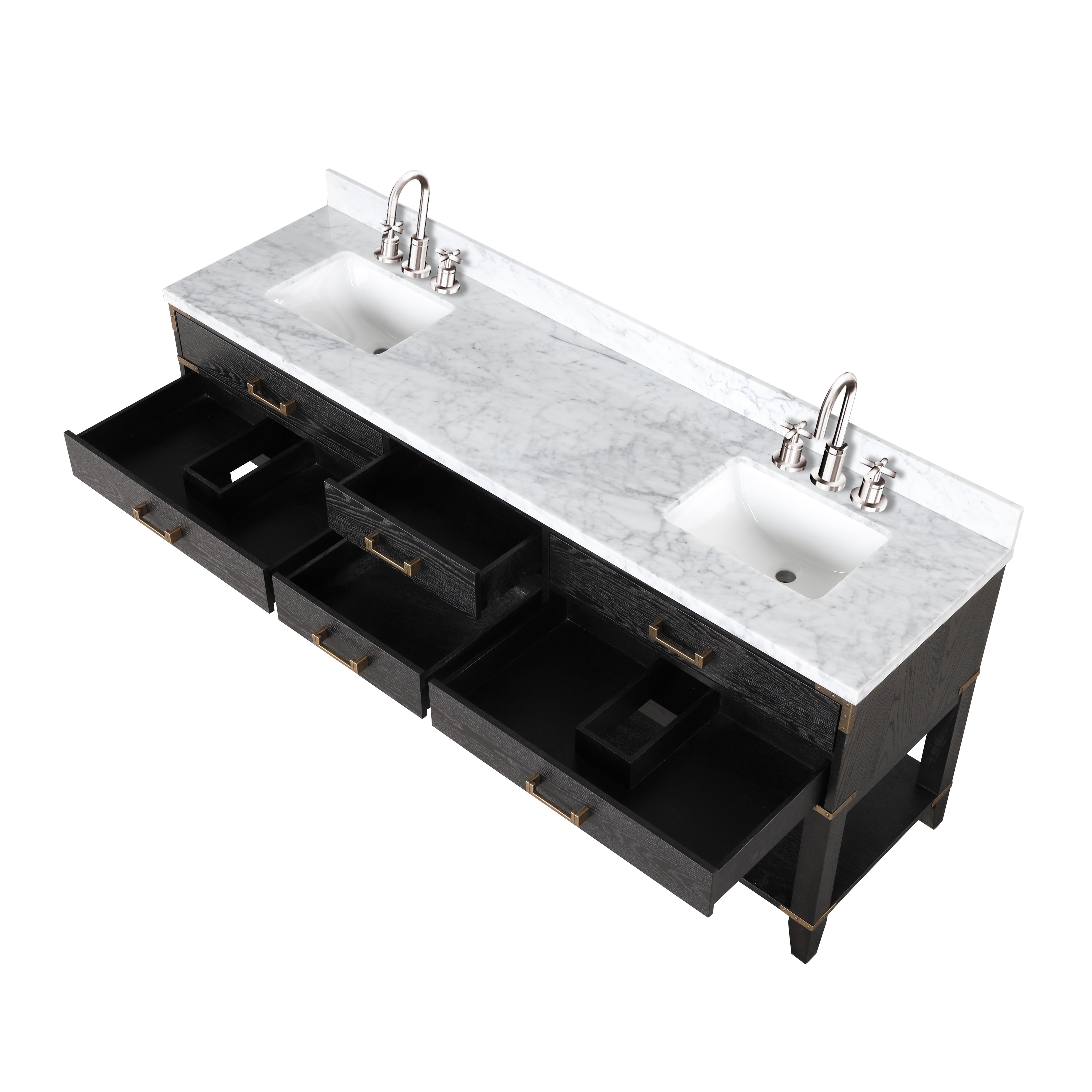 Norwalk 80 in W x 22 in D Black Oak Double Bath Vanity