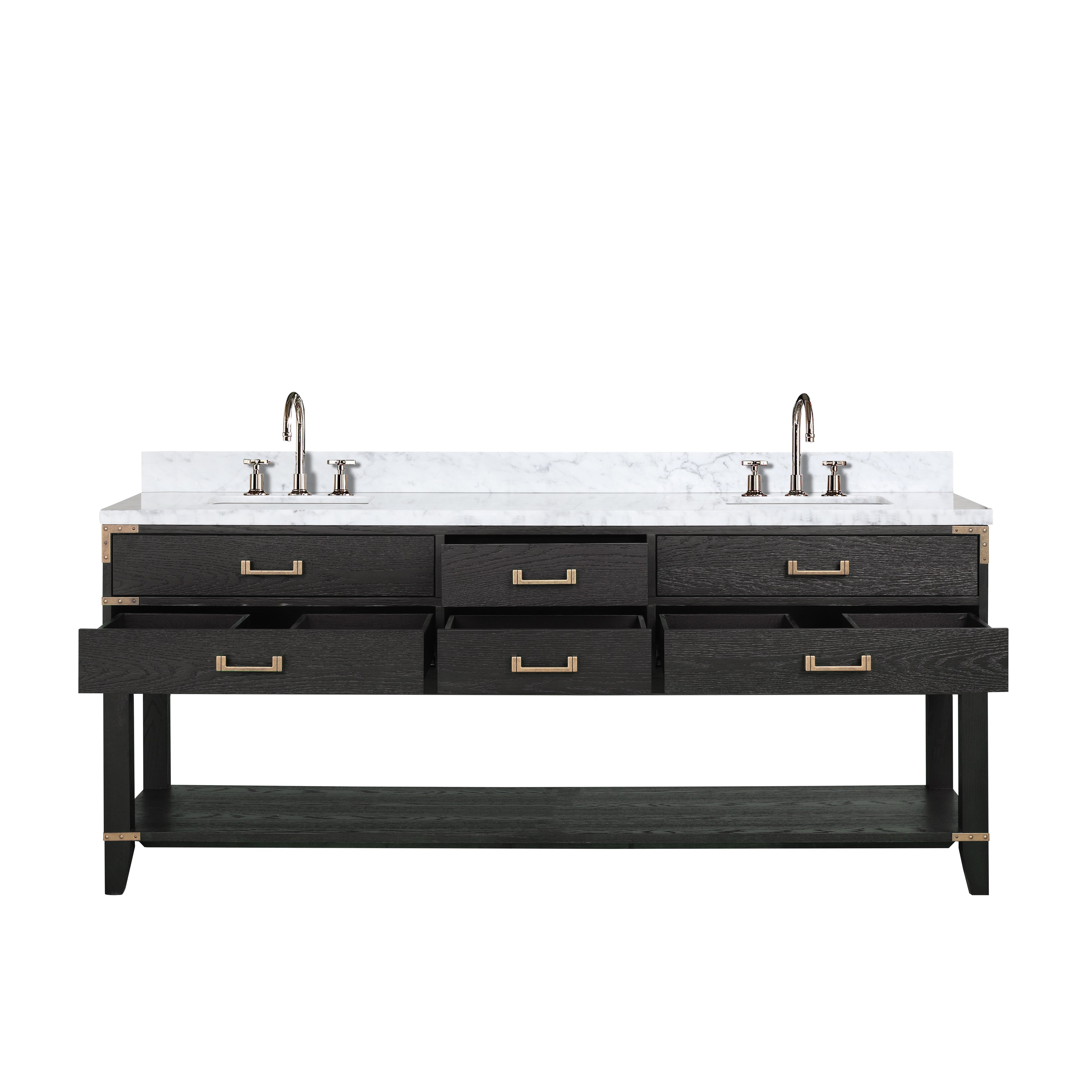 Norwalk 80 in W x 22 in D Black Oak Double Bath Vanity