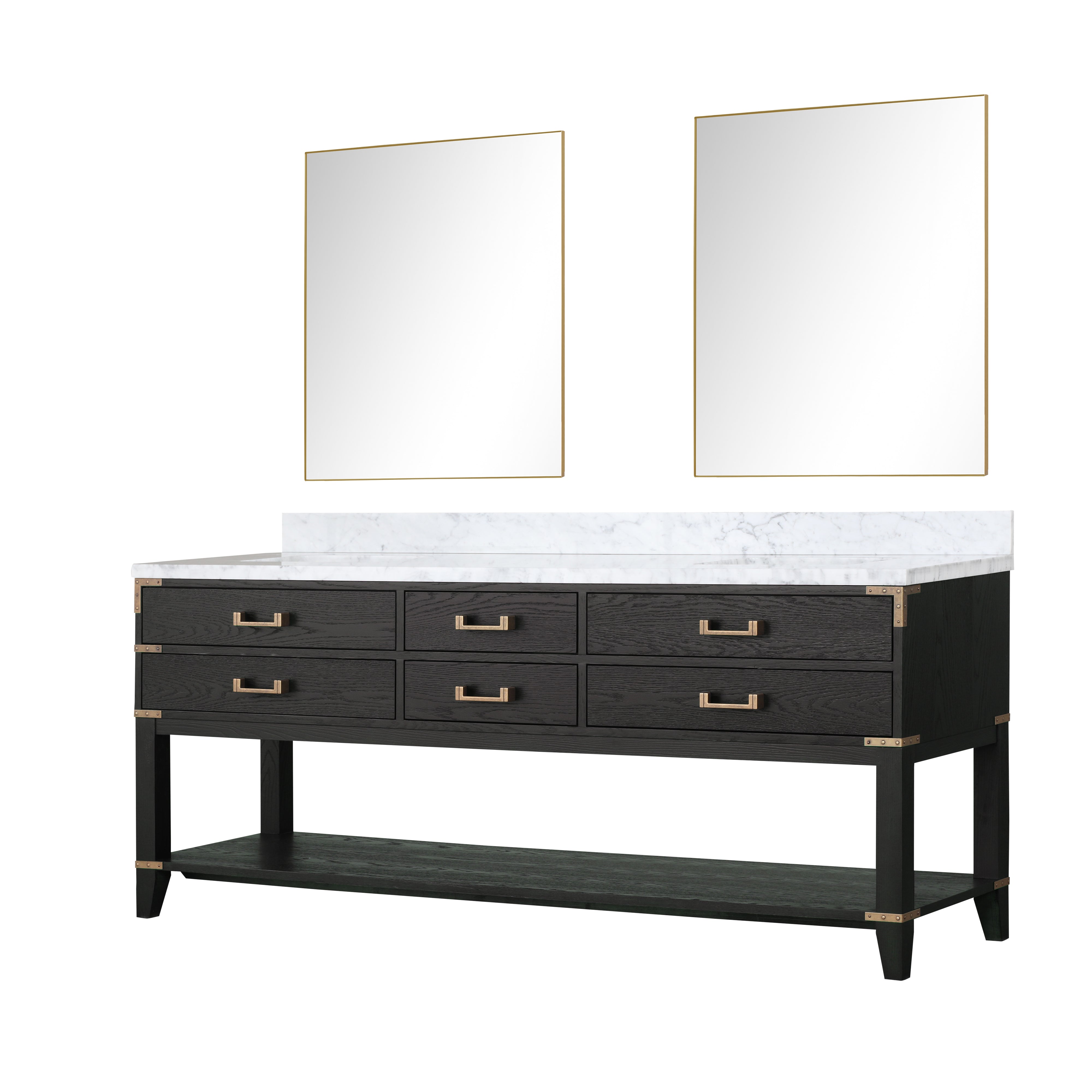 Norwalk 80 in W x 22 in D Black Oak Double Bath Vanity