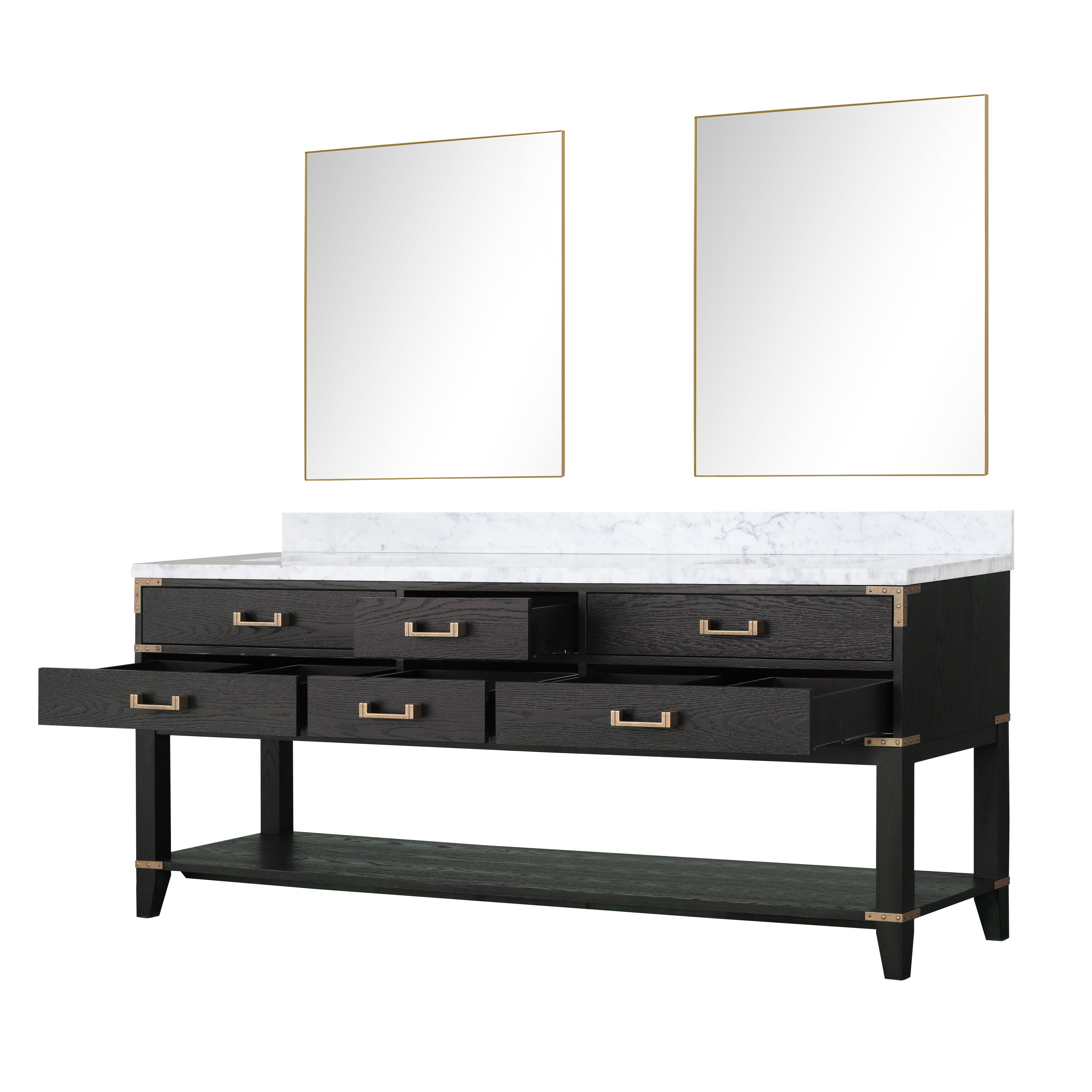 Norwalk 80 in W x 22 in D Black Oak Double Bath Vanity