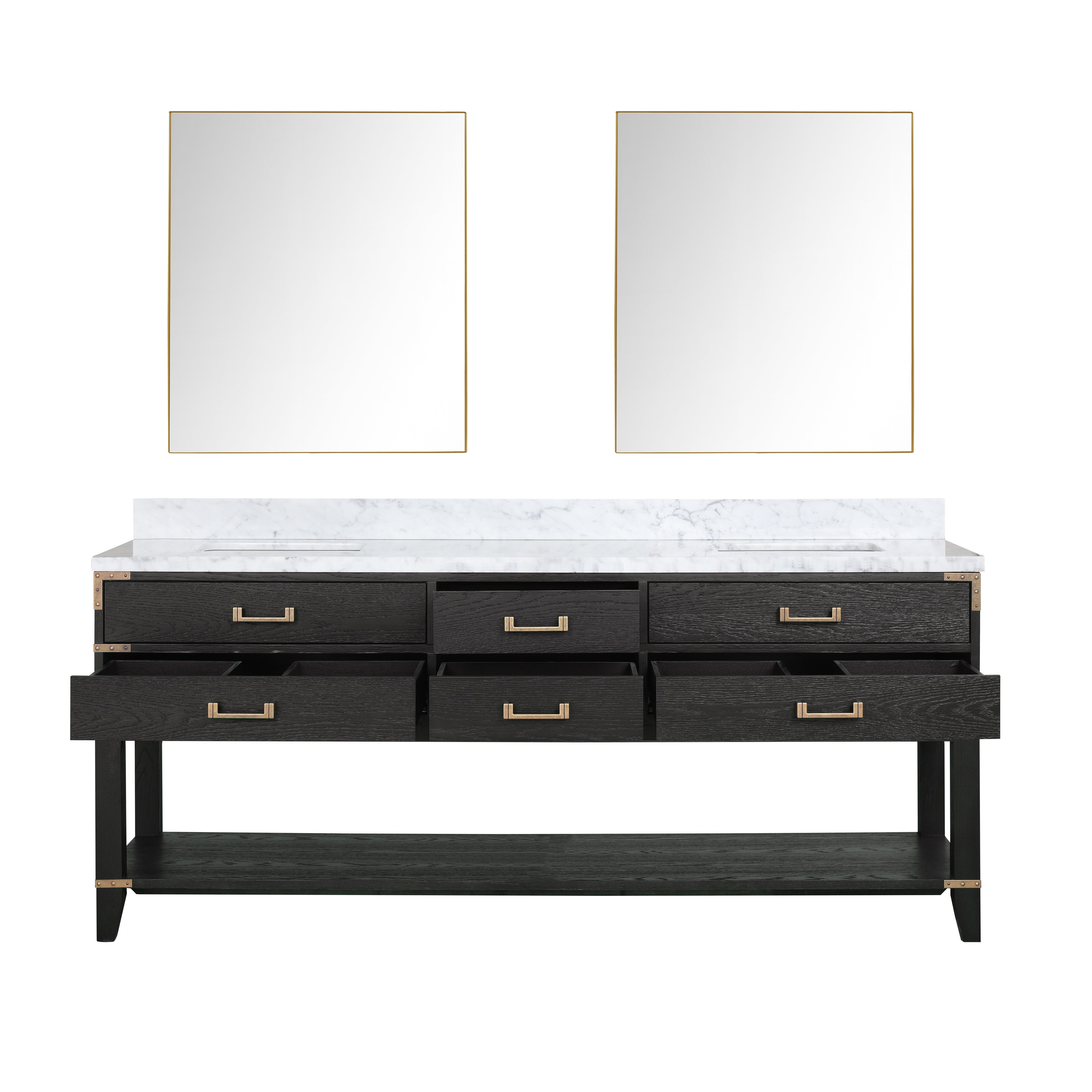 Norwalk 80 in W x 22 in D Black Oak Double Bath Vanity