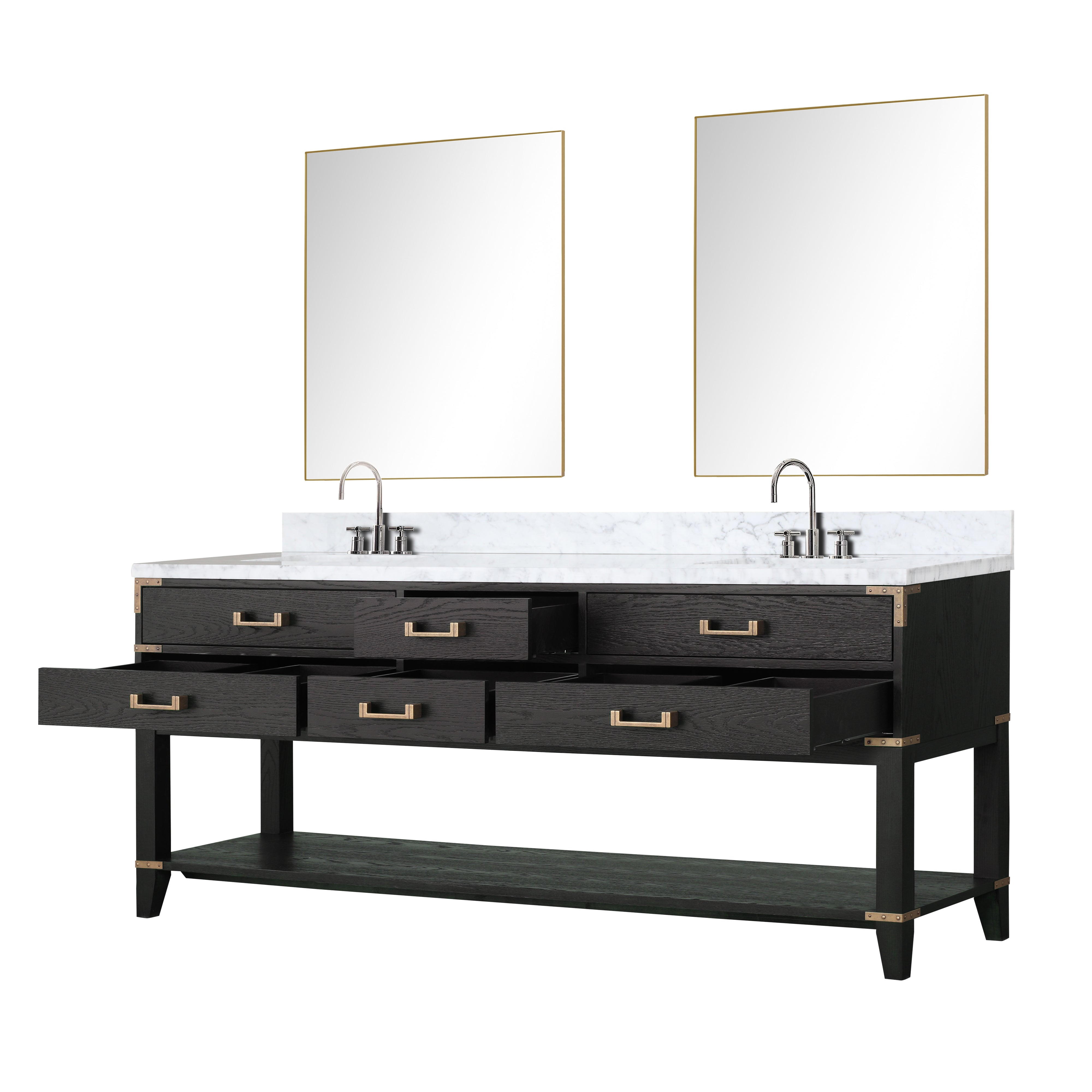 Norwalk 80 in W x 22 in D Black Oak Double Bath Vanity