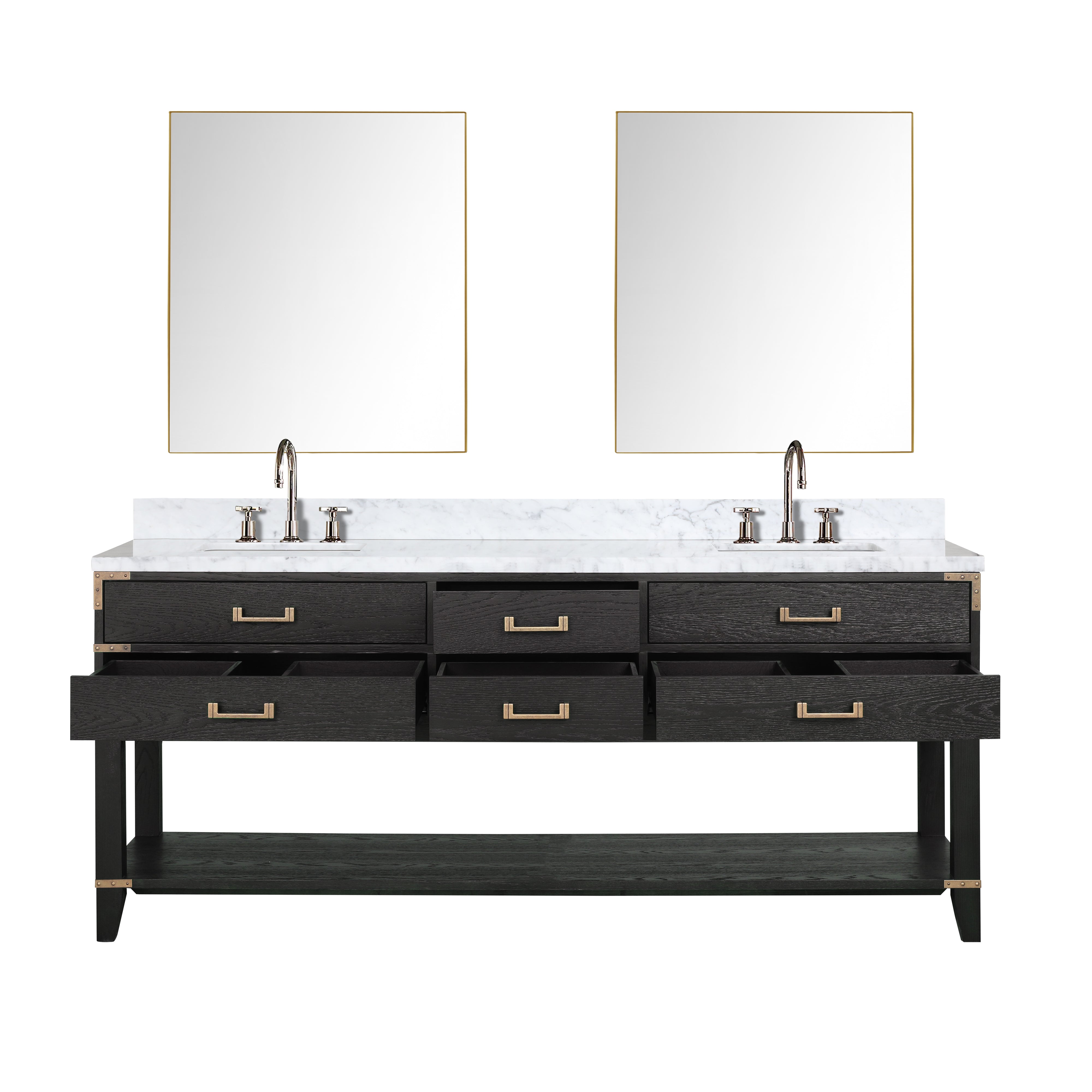 Norwalk 80 in W x 22 in D Black Oak Double Bath Vanity