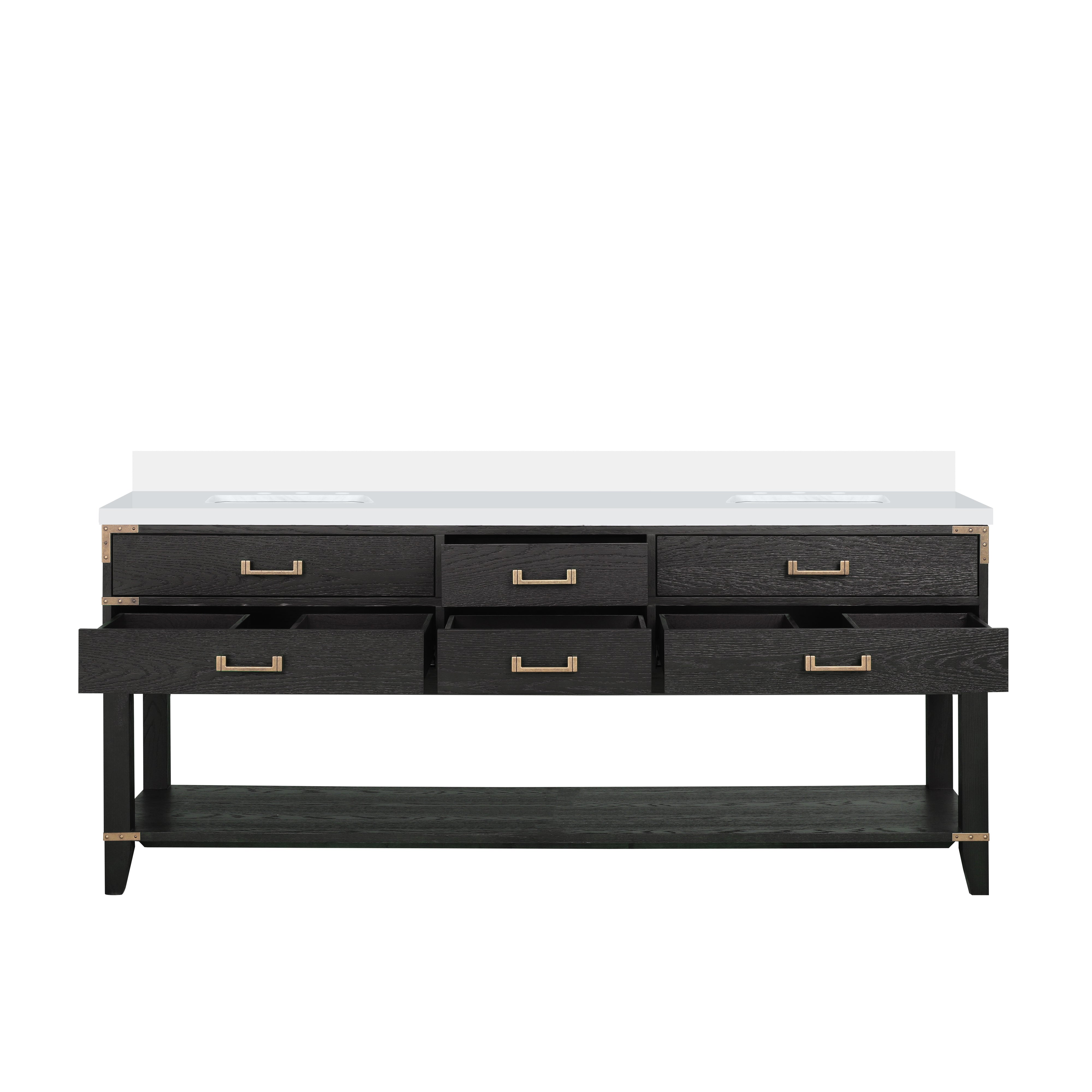Norwalk 80 in W x 22 in D Black Oak Double Bath Vanity