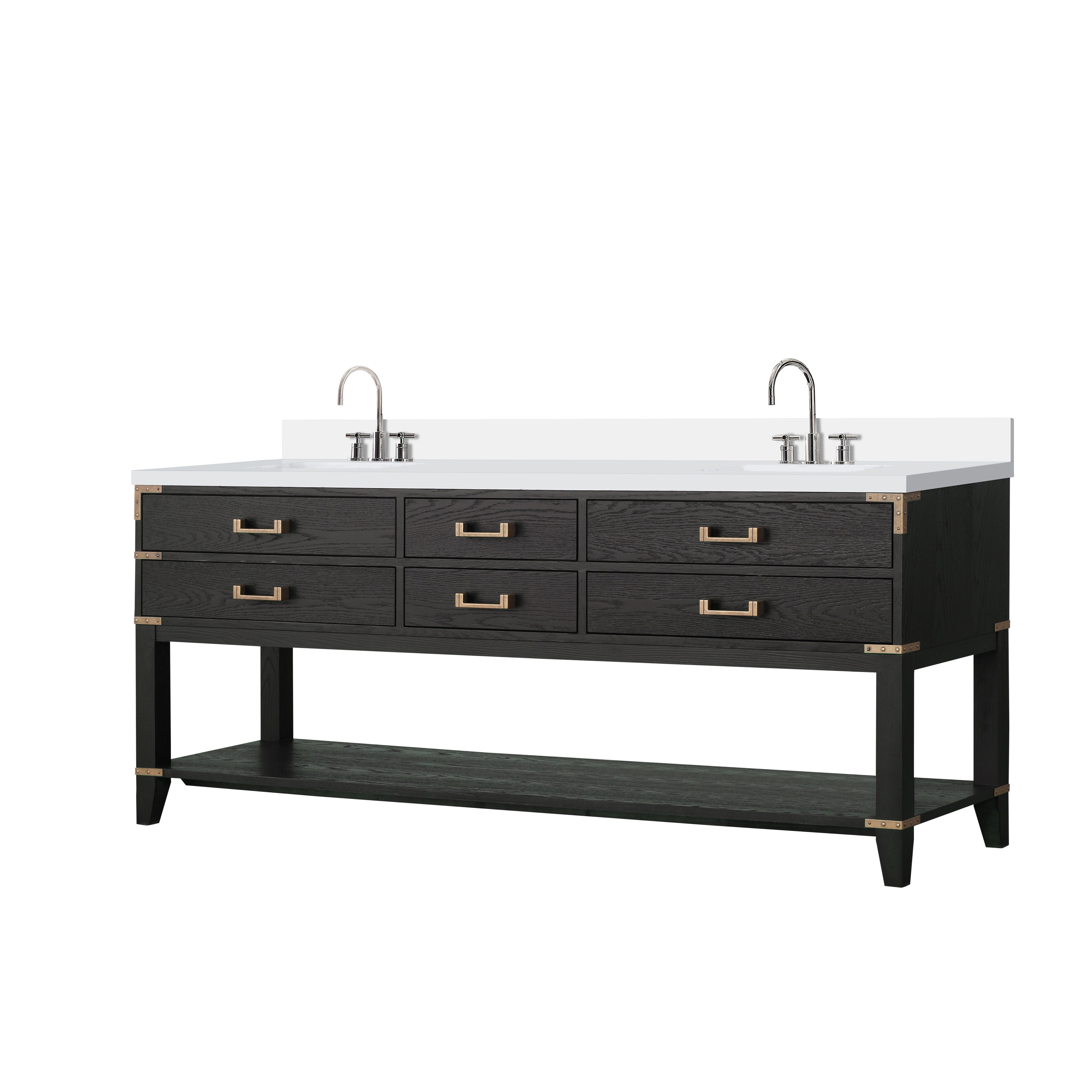Norwalk 80 in W x 22 in D Black Oak Double Bath Vanity