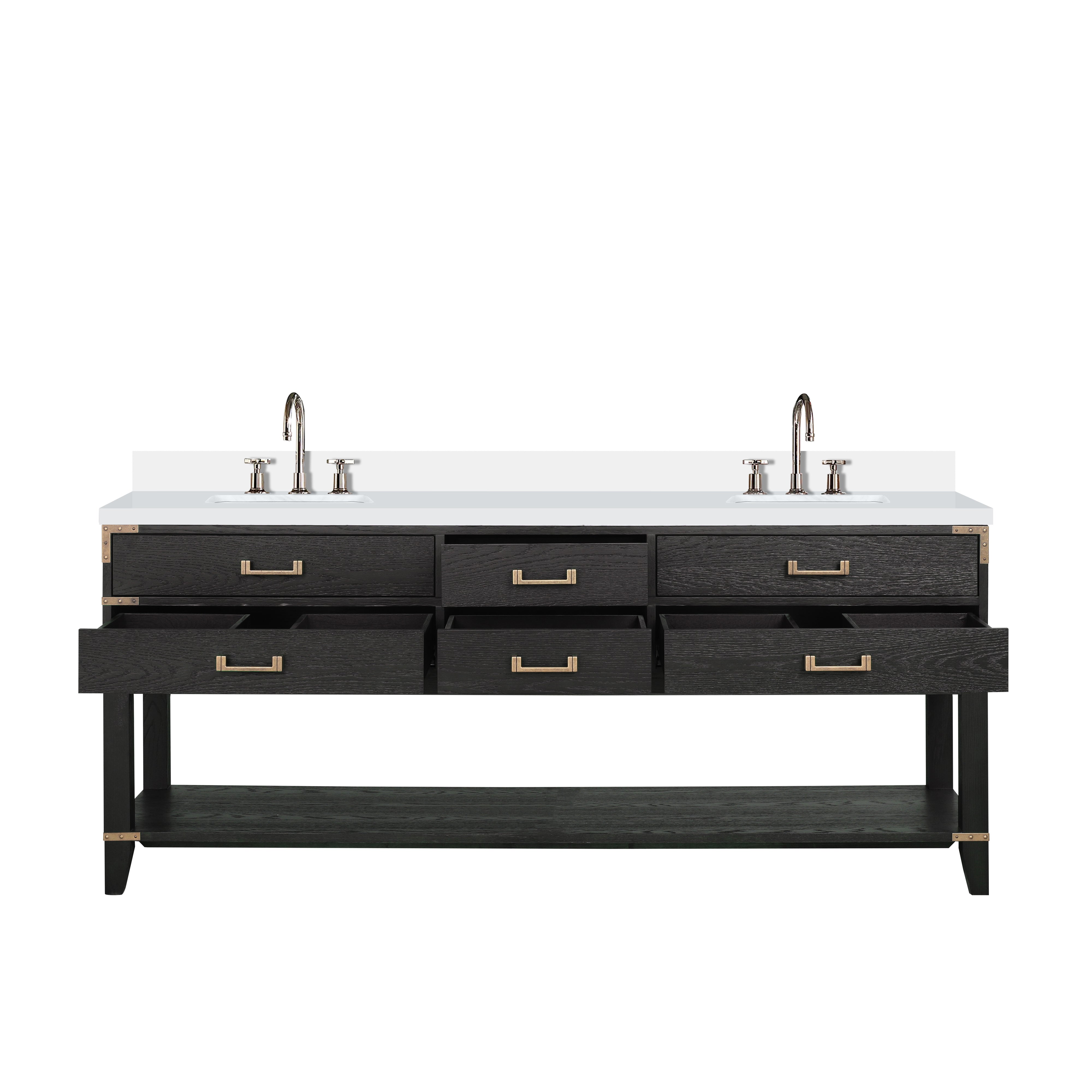 Norwalk 80 in W x 22 in D Black Oak Double Bath Vanity