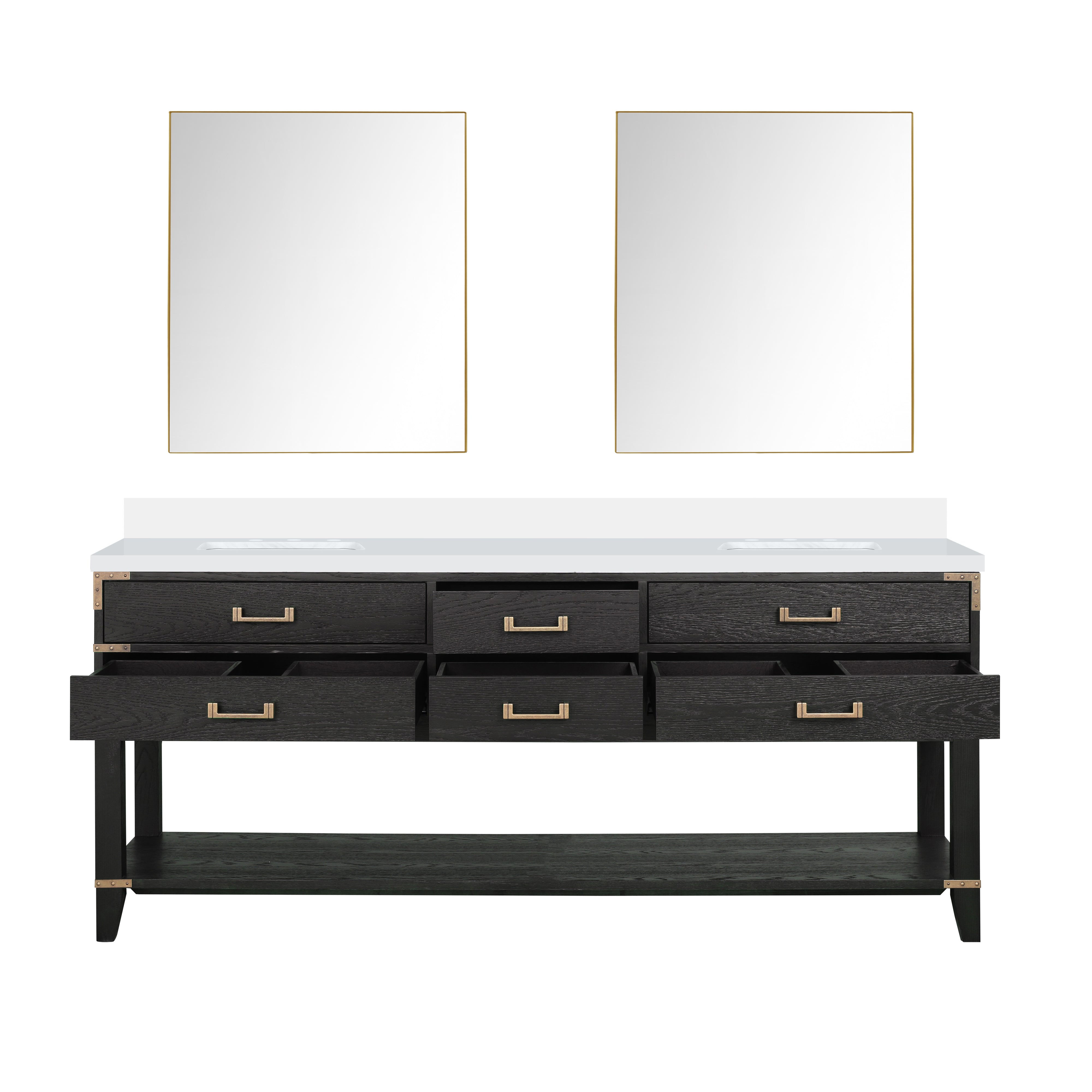 Norwalk 80 in W x 22 in D Black Oak Double Bath Vanity