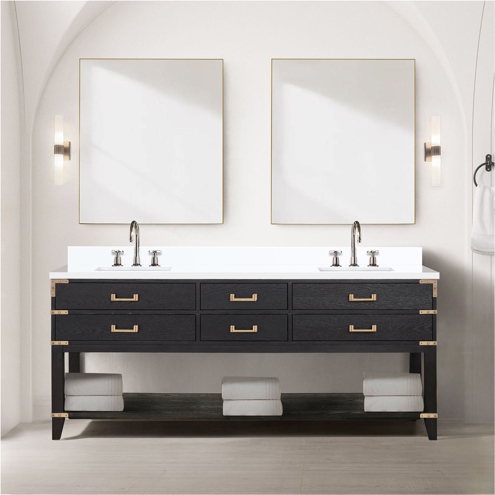 Norwalk 80 in W x 22 in D Black Oak Double Bath Vanity