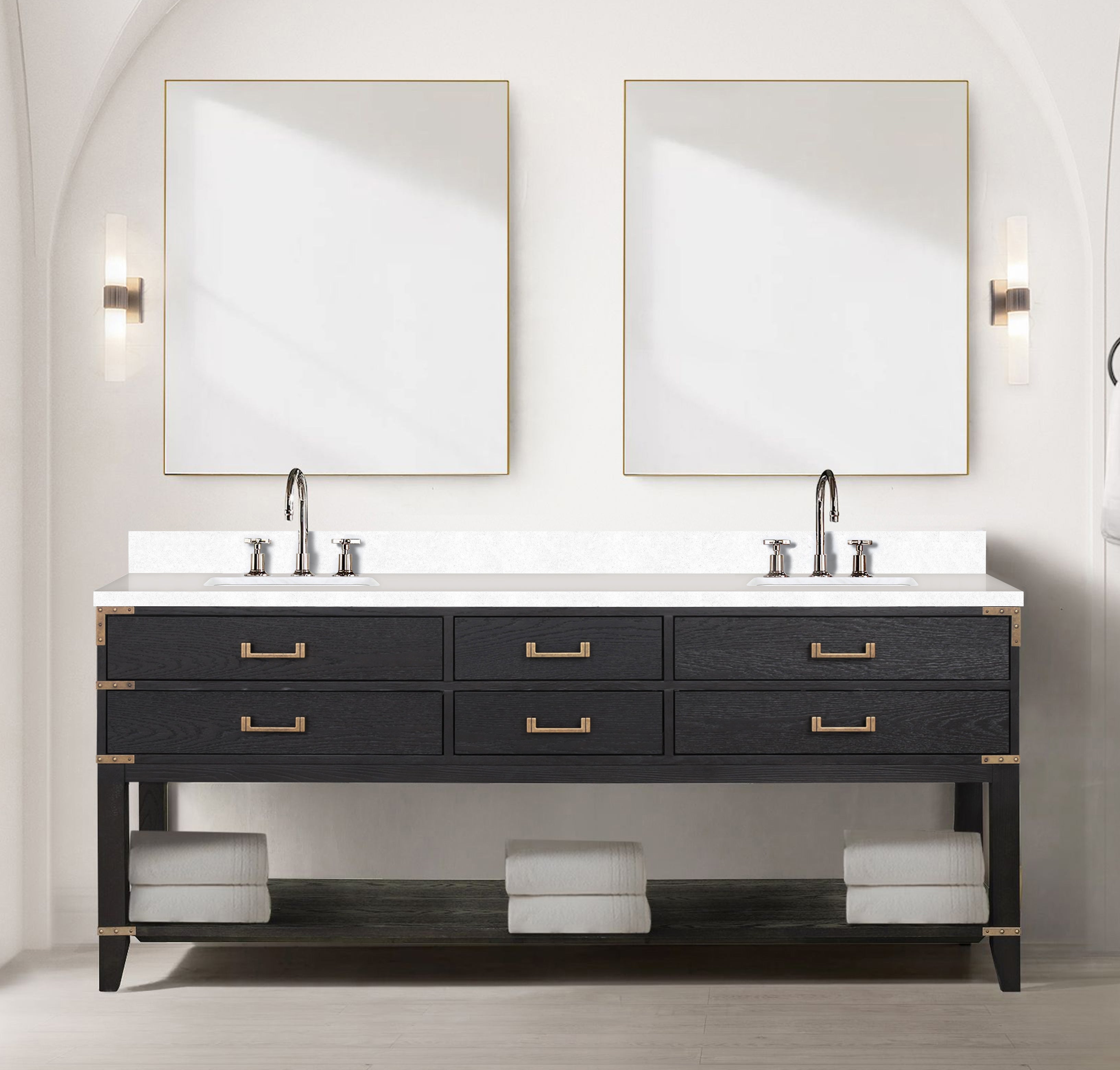 Norwalk 80 in W x 22 in D Black Oak Double Bath Vanity