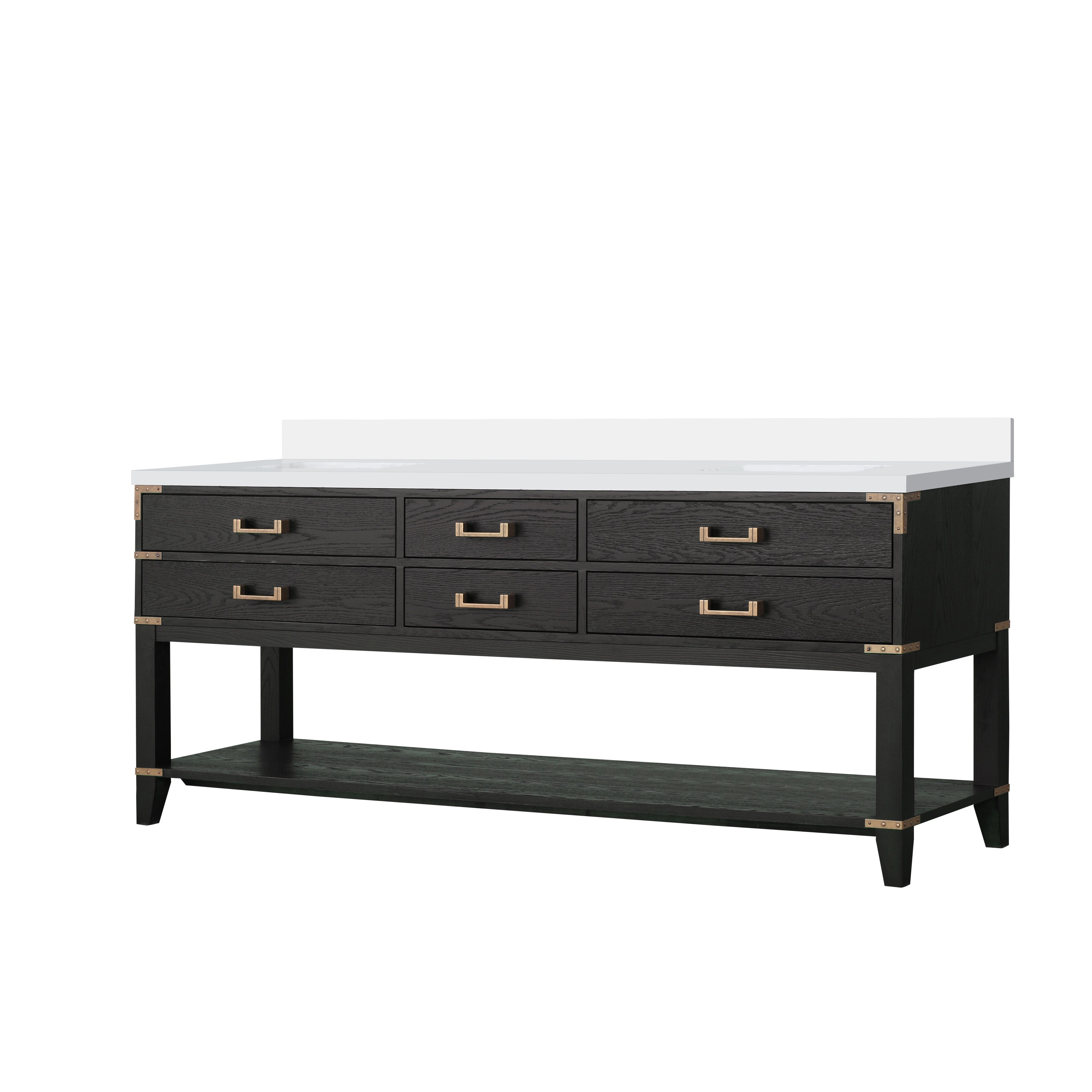 Norwalk 80 in W x 22 in D Black Oak Double Bath Vanity