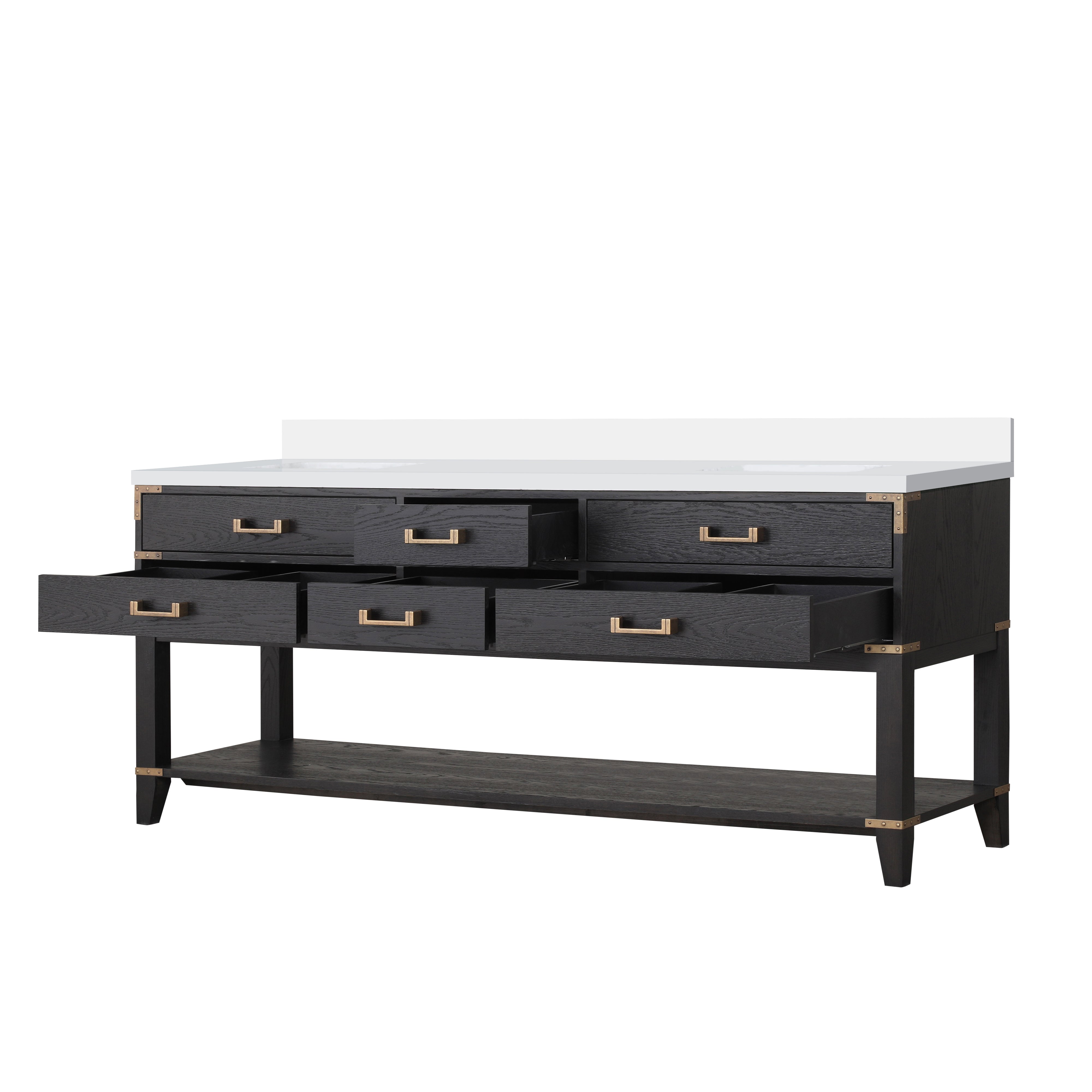 Norwalk 80 in W x 22 in D Black Oak Double Bath Vanity