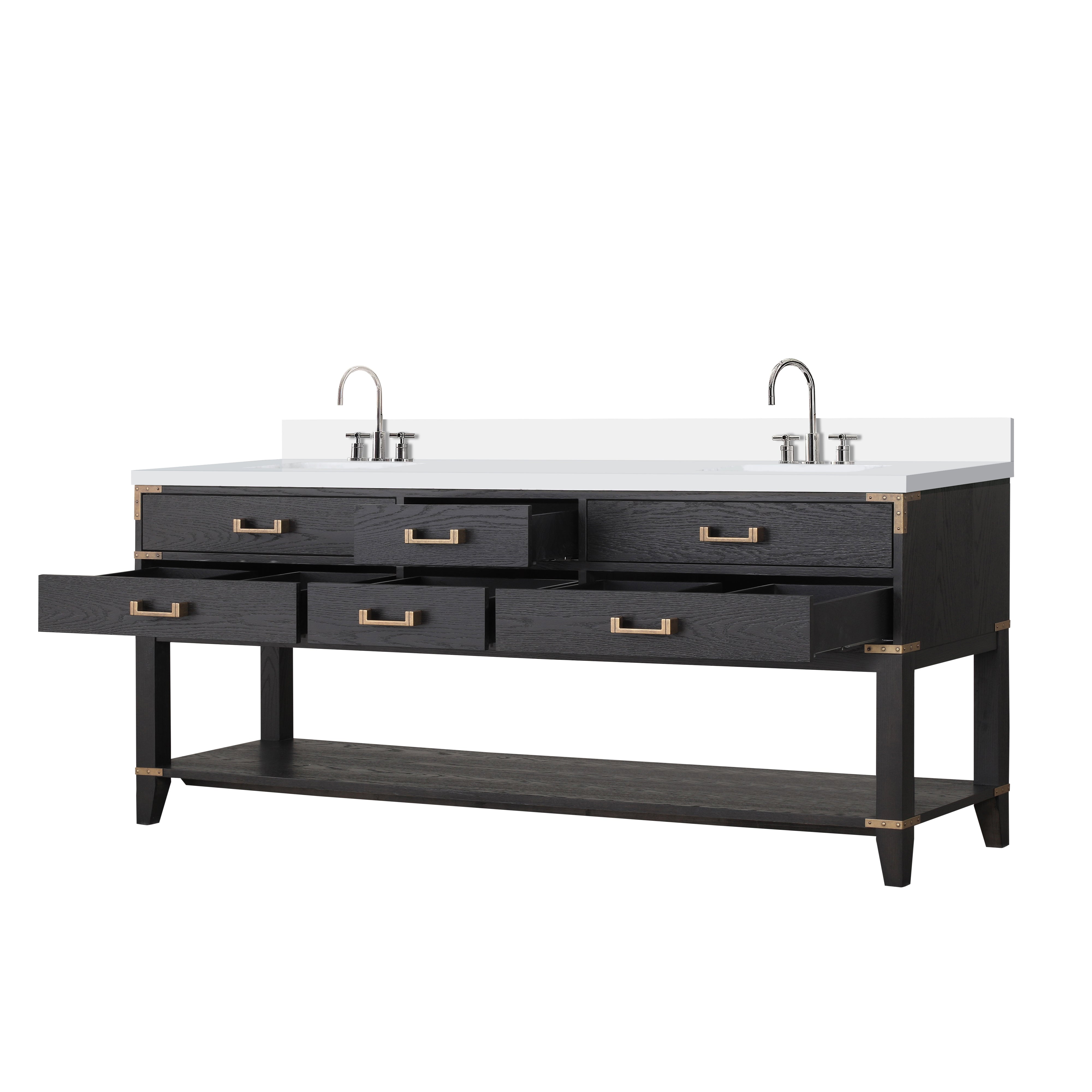Norwalk 80 in W x 22 in D Black Oak Double Bath Vanity