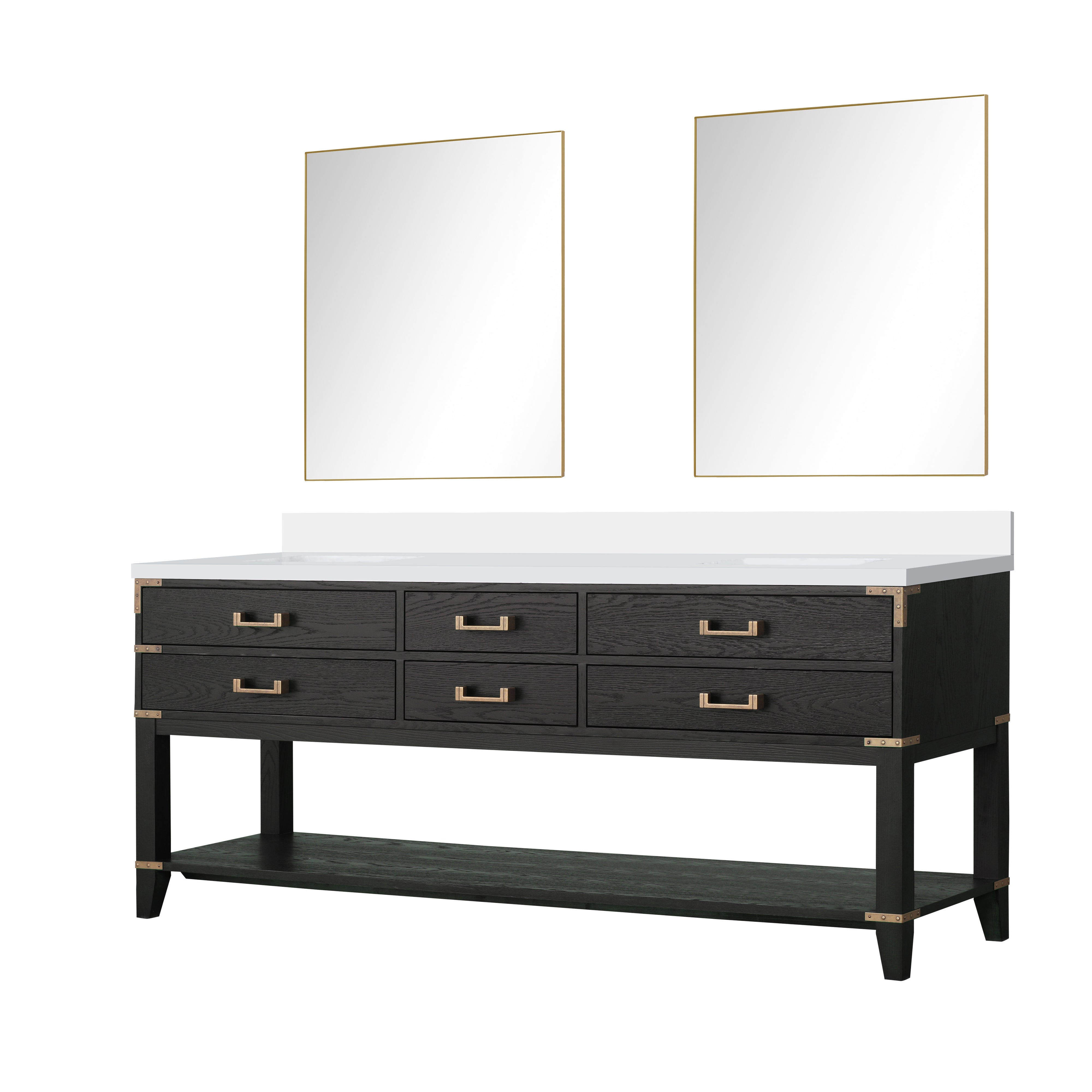 Norwalk 80 in W x 22 in D Black Oak Double Bath Vanity