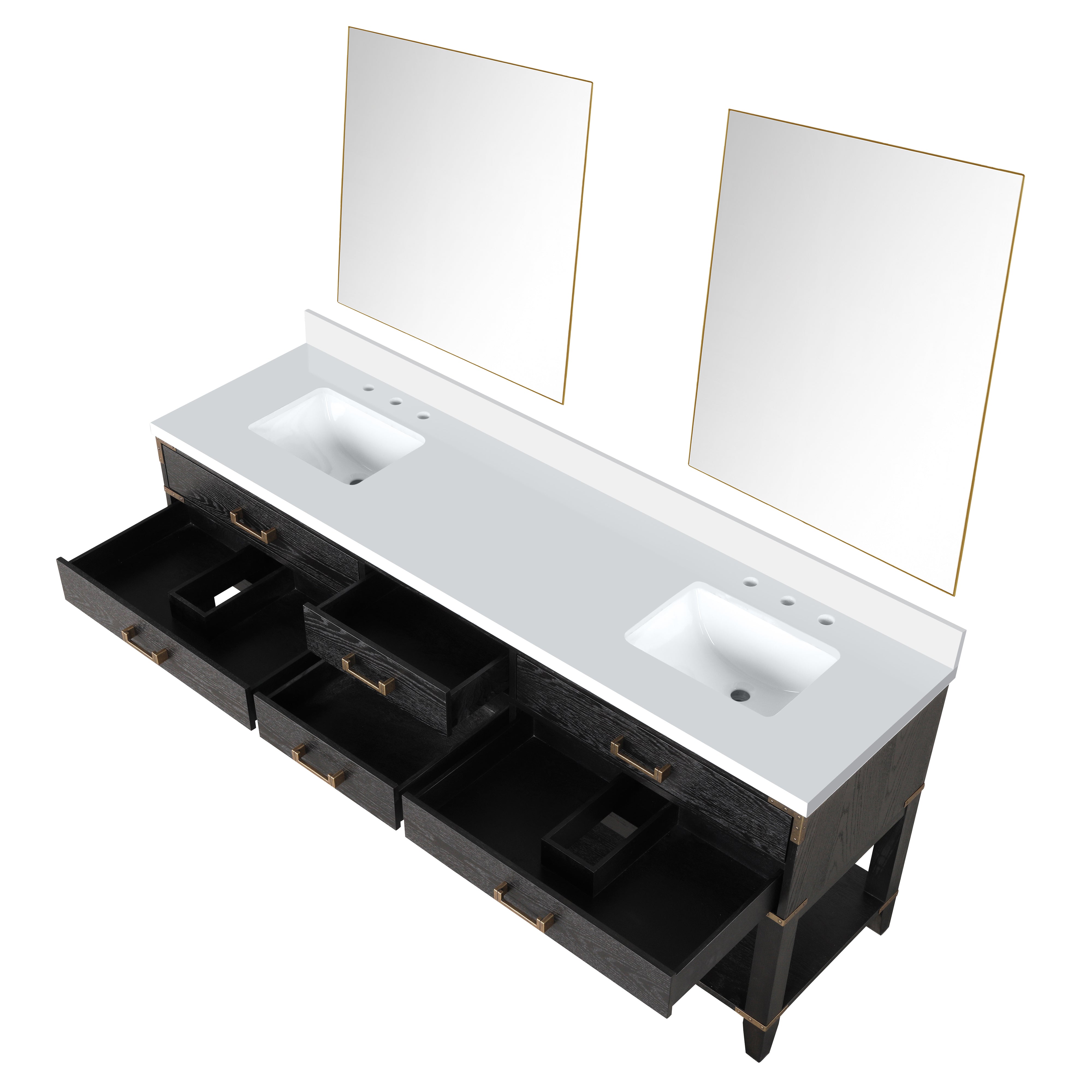 Norwalk 80 in W x 22 in D Black Oak Double Bath Vanity