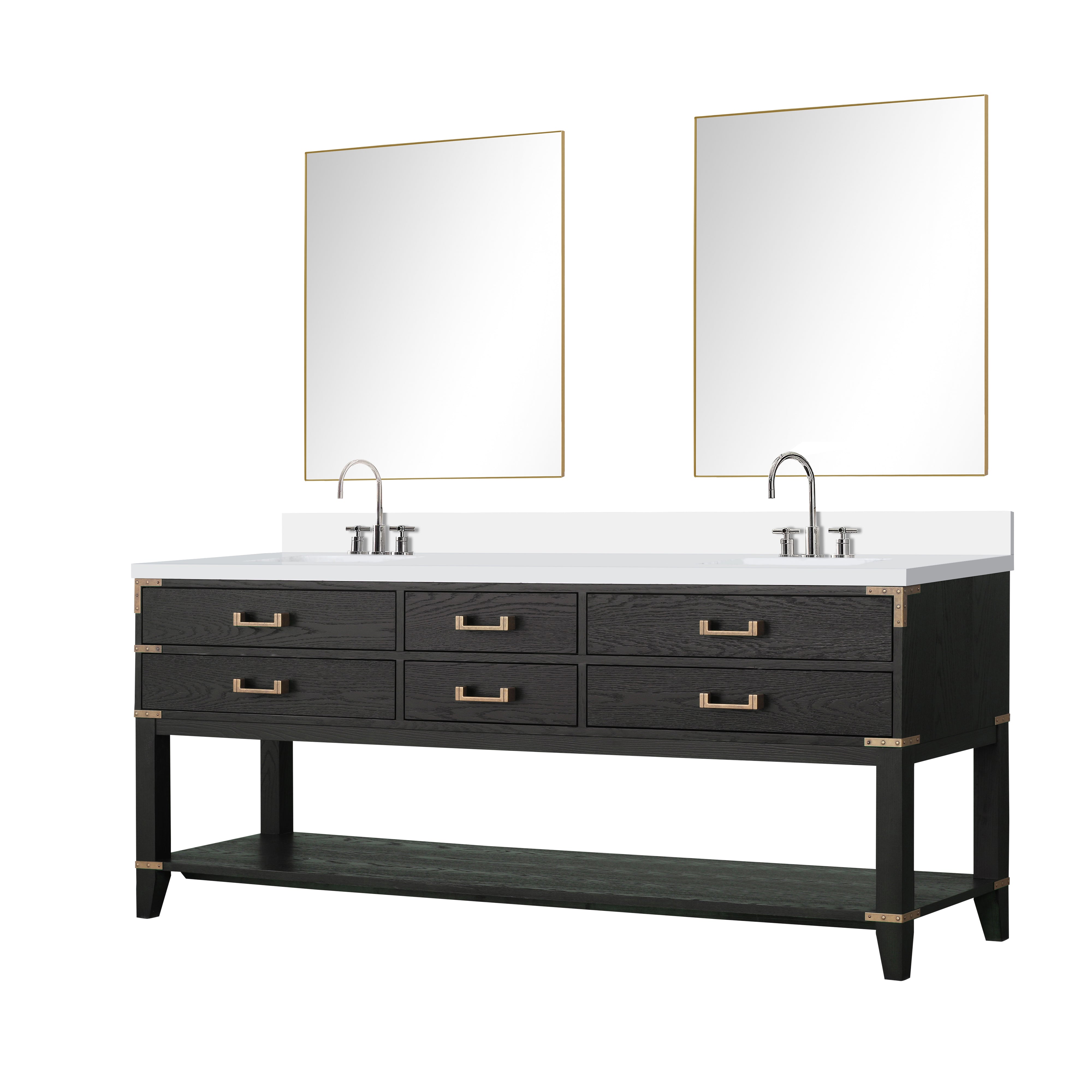 Norwalk 80 in W x 22 in D Black Oak Double Bath Vanity