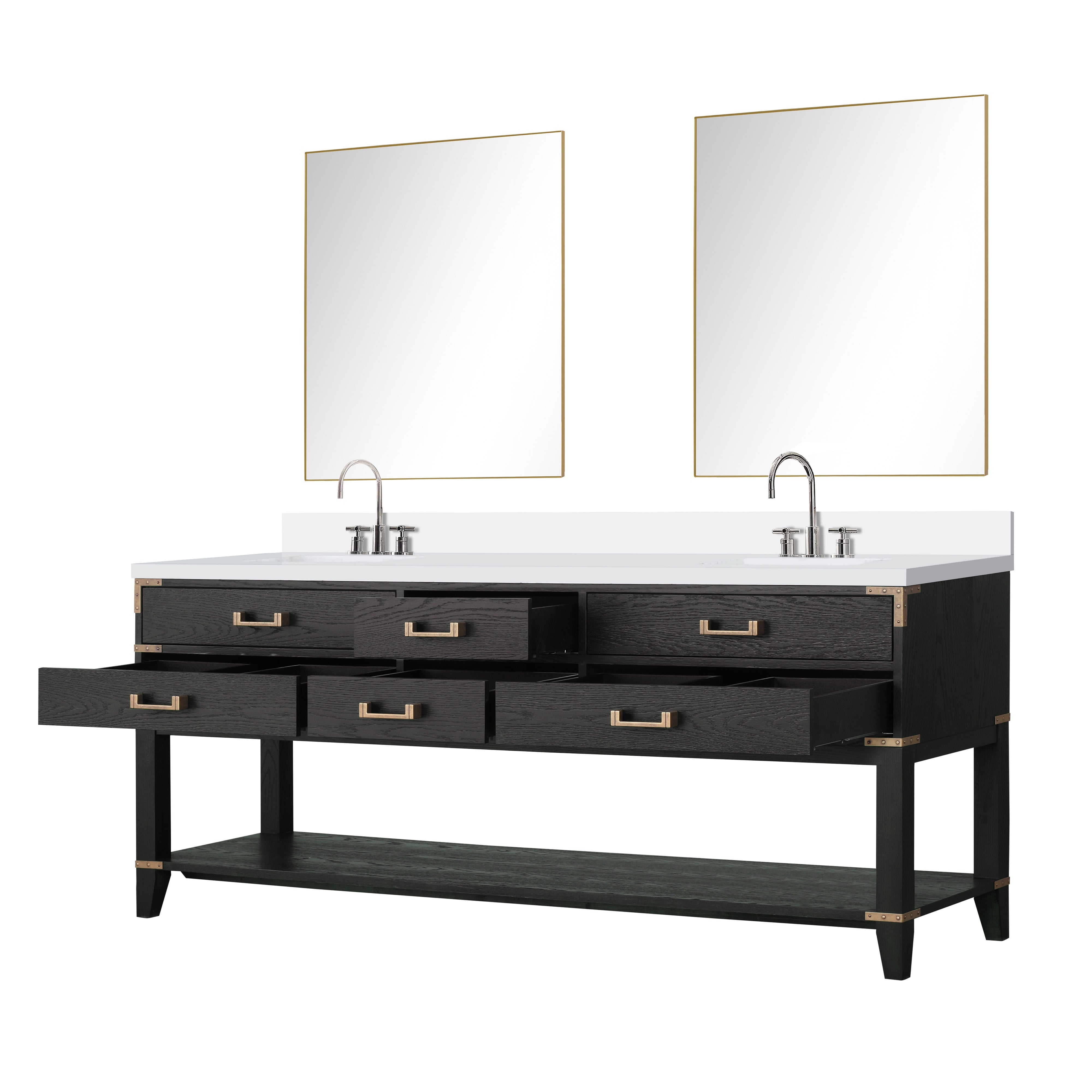 Norwalk 80 in W x 22 in D Black Oak Double Bath Vanity