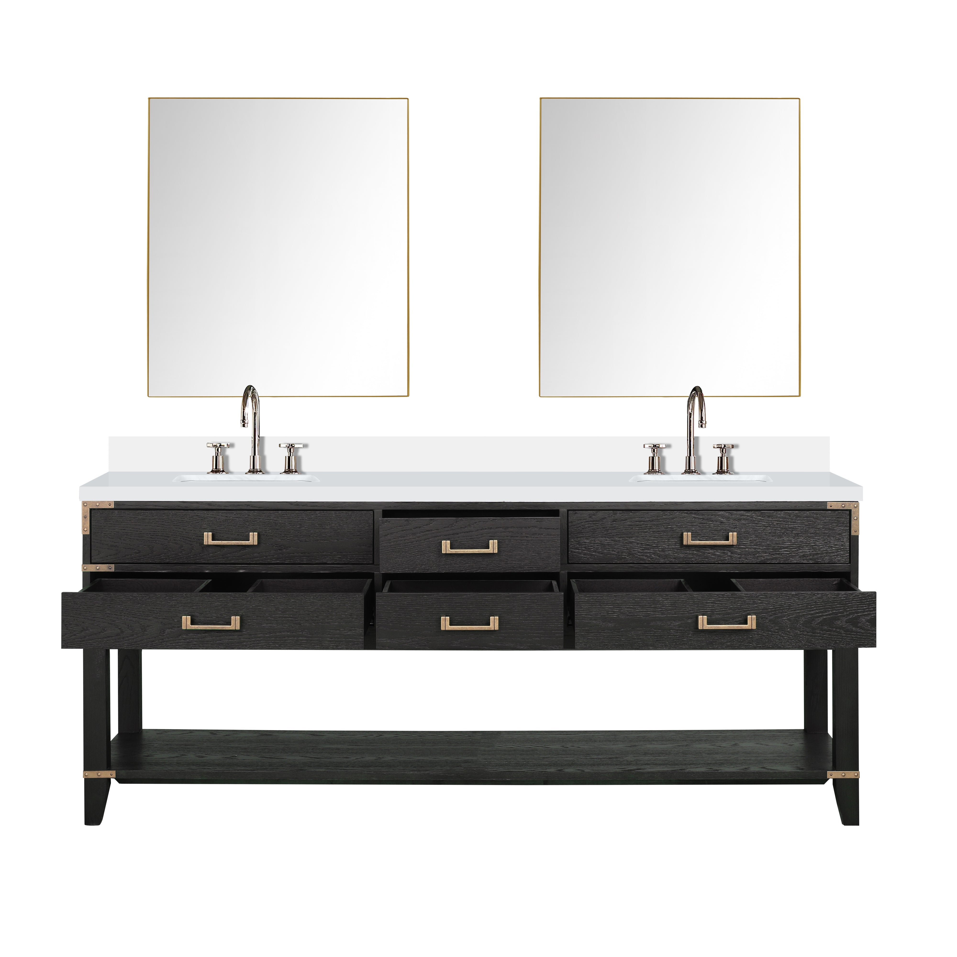 Norwalk 80 in W x 22 in D Black Oak Double Bath Vanity