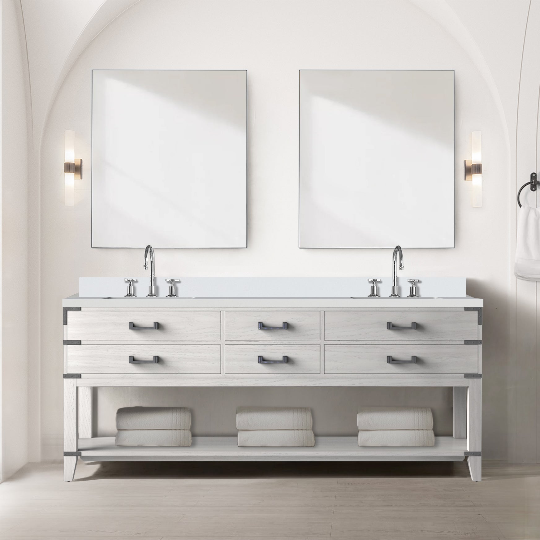 Norwalk 80 in W x 22 in D White Oak Double Bath Vanity
