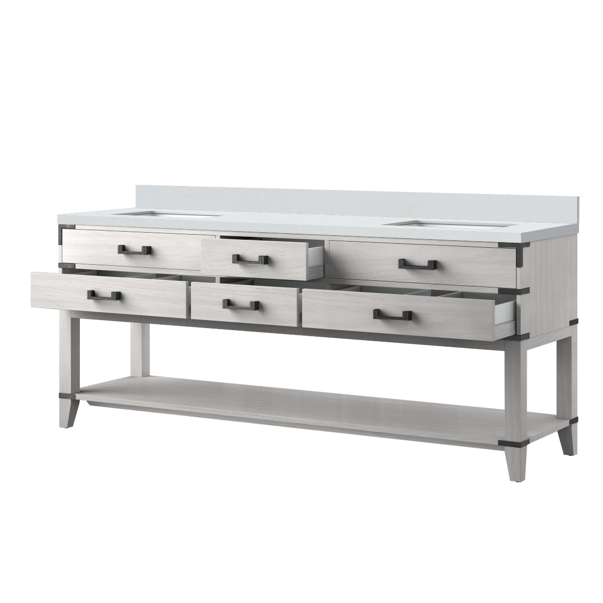 Norwalk 80 in W x 22 in D White Oak Double Bath Vanity