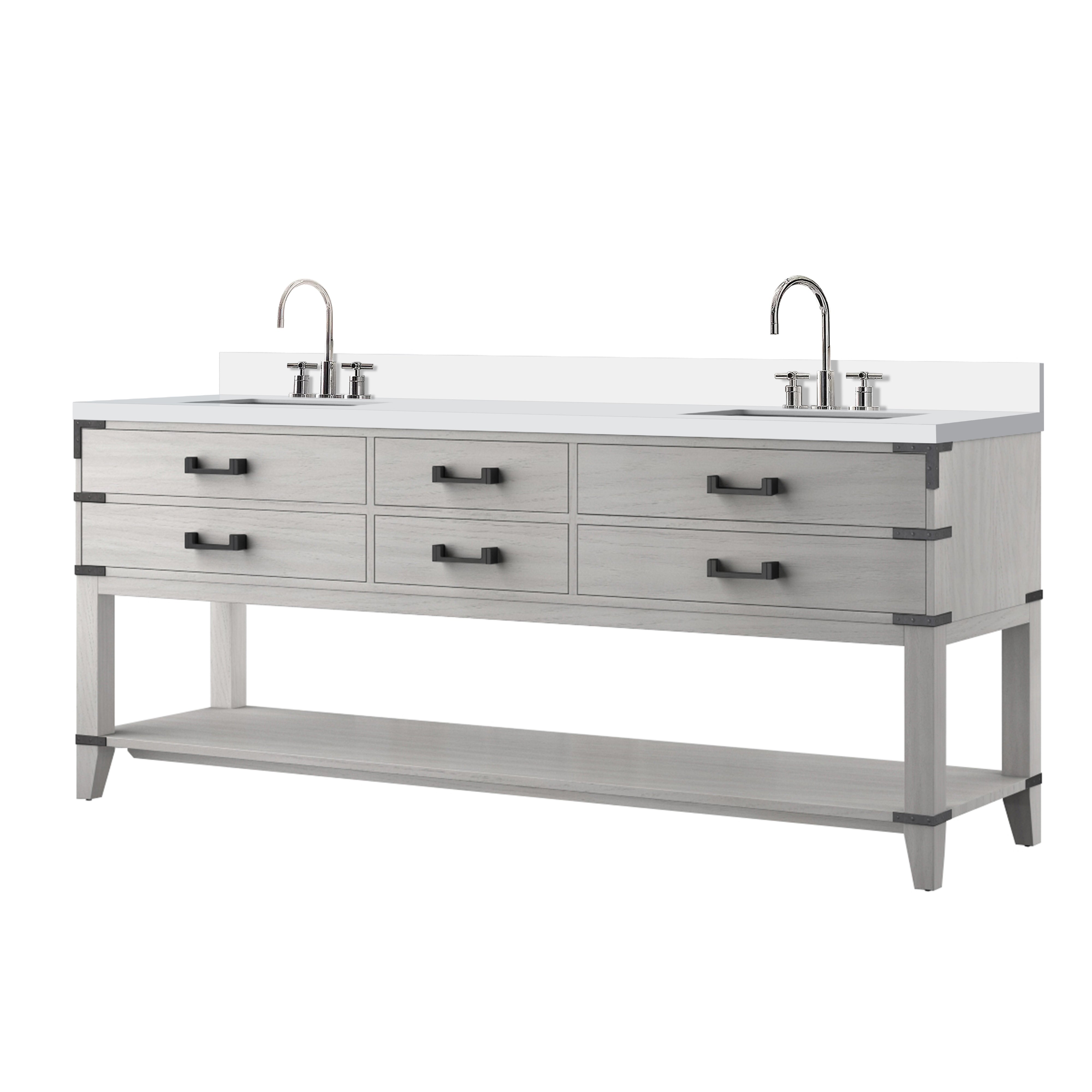 Norwalk 80 in W x 22 in D White Oak Double Bath Vanity