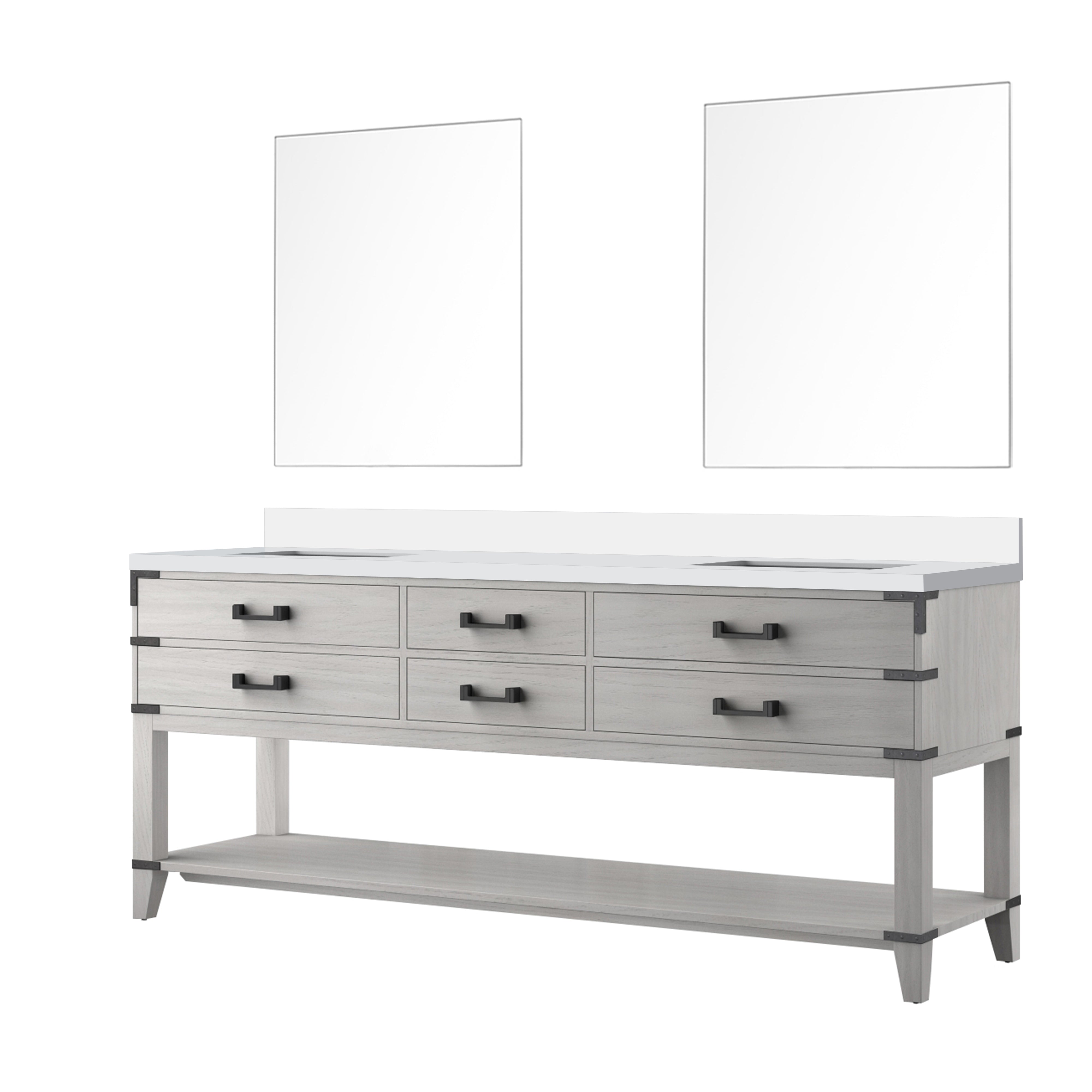 Norwalk 80 in W x 22 in D White Oak Double Bath Vanity