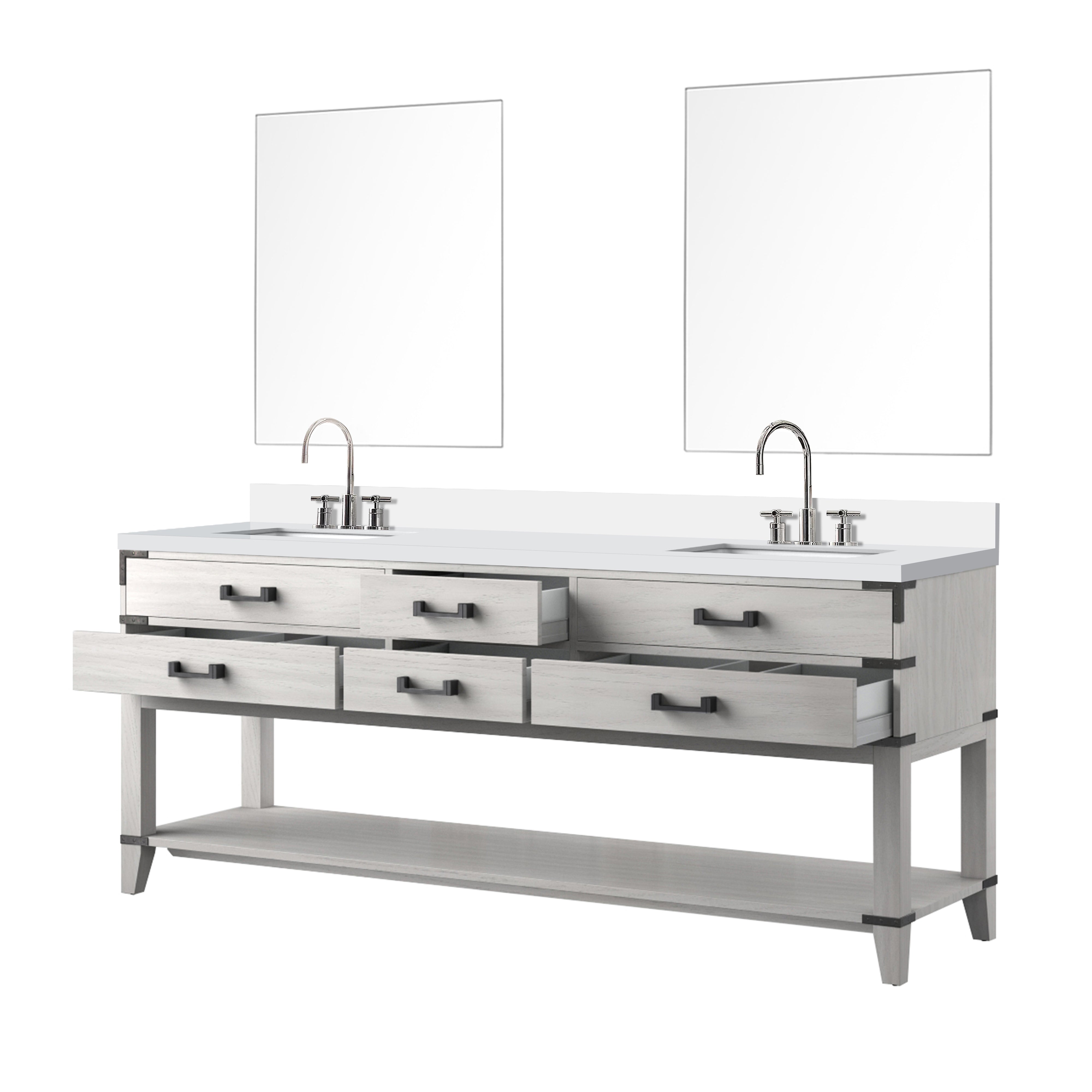 Norwalk 80 in W x 22 in D White Oak Double Bath Vanity