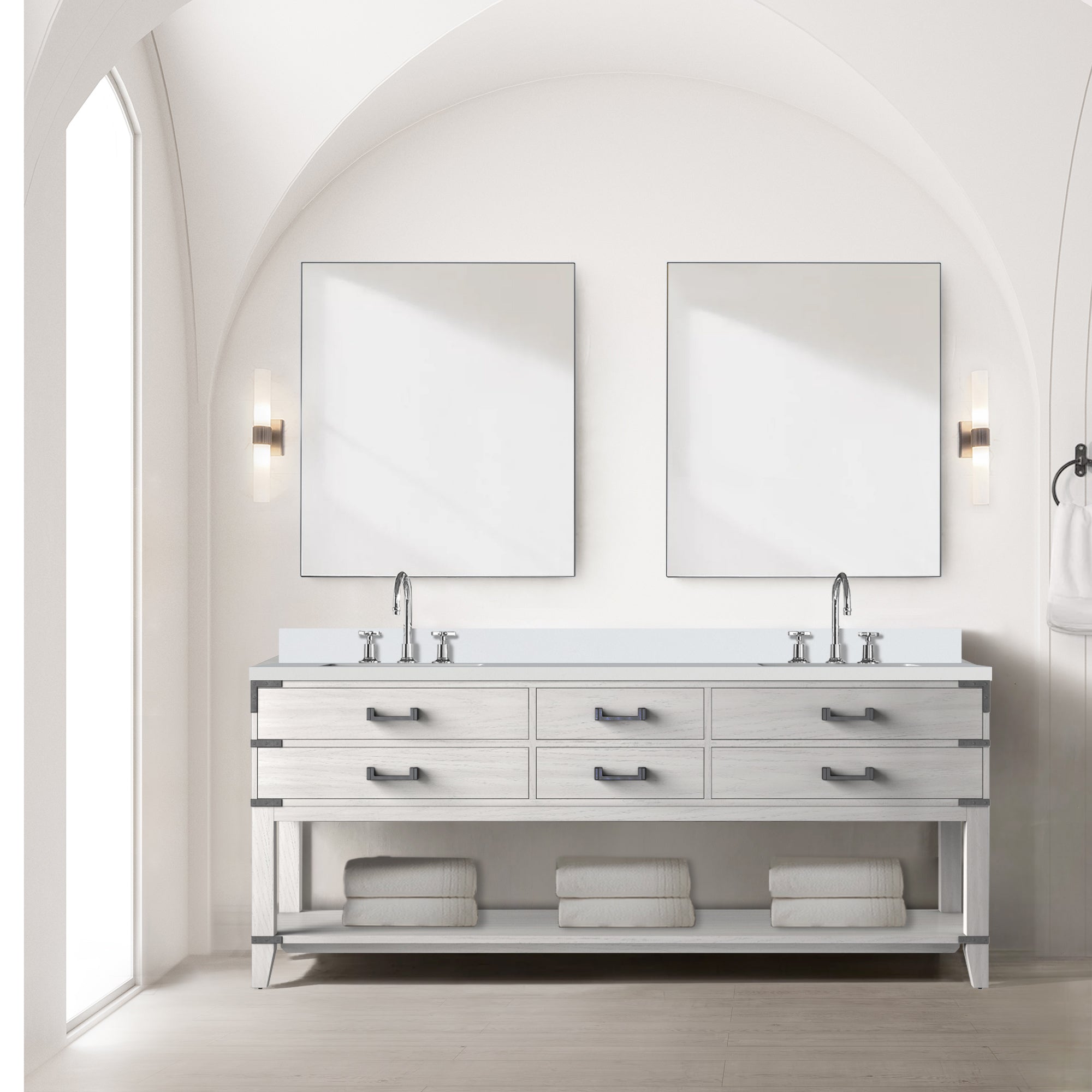 Norwalk 80 in W x 22 in D White Oak Double Bath Vanity