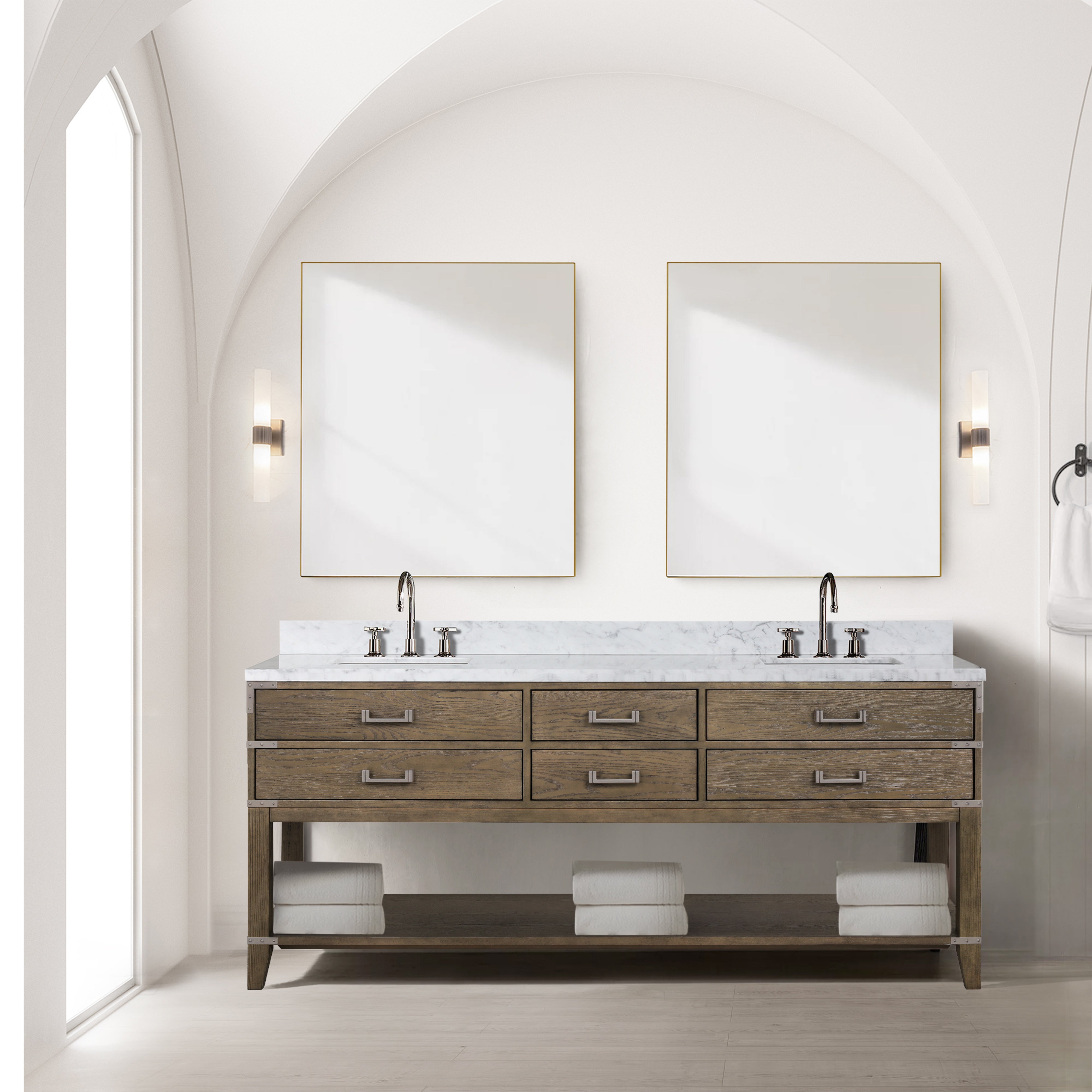 Norwalk 80 in W x 22 in D Grey Oak Double Bath Vanity