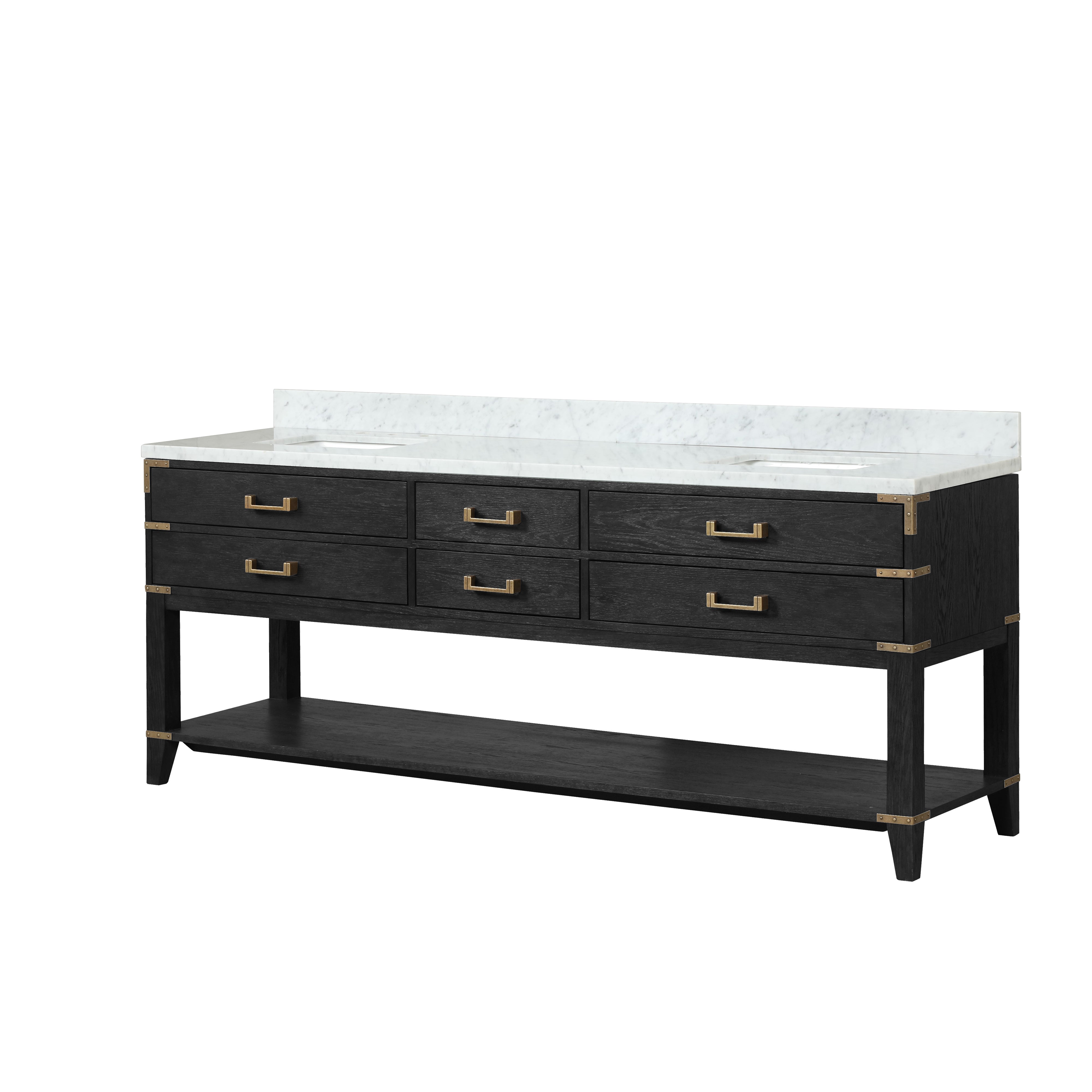 Norwalk 84 in W x 22 in D Black Oak Double Bath Vanity