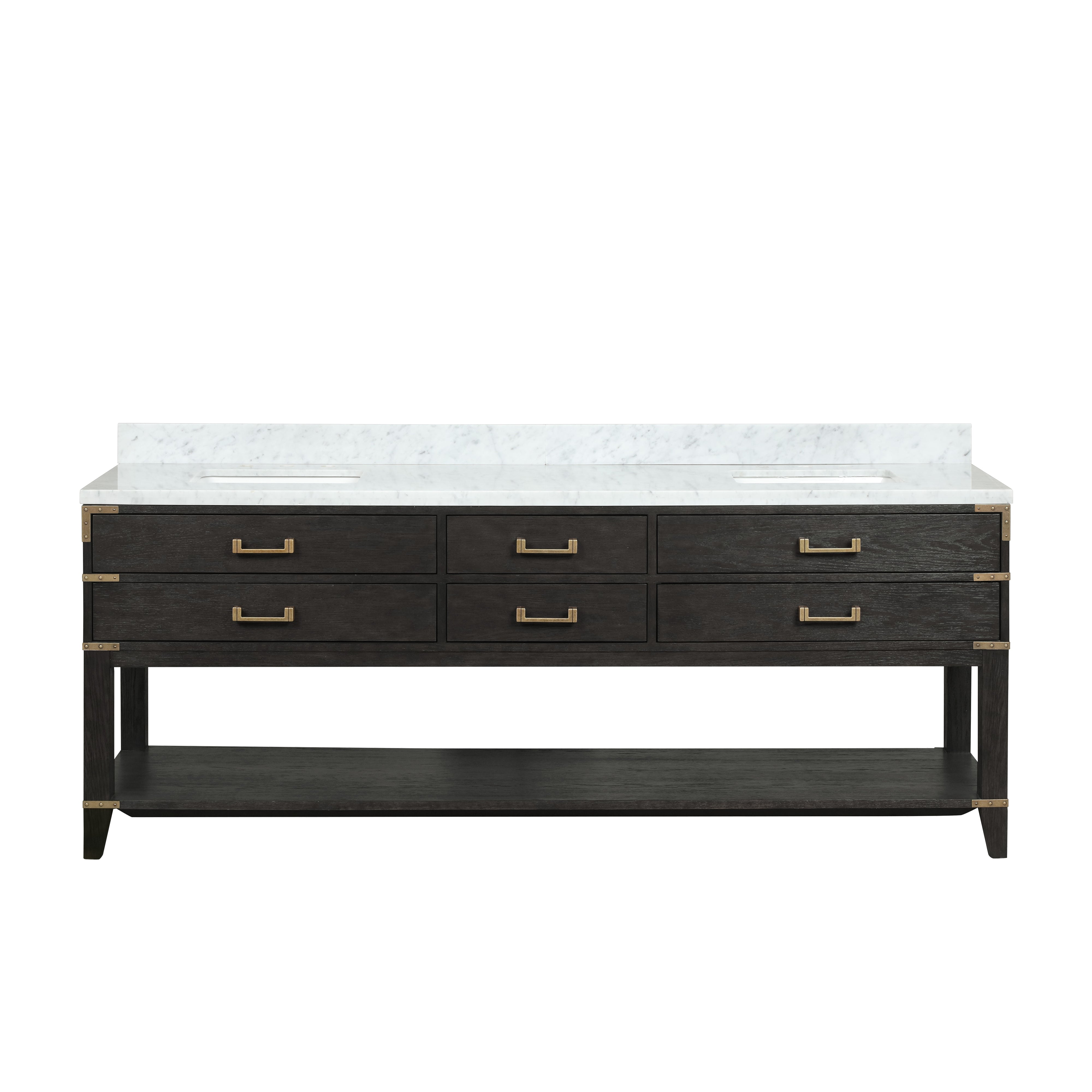 Norwalk 84 in W x 22 in D Black Oak Double Bath Vanity
