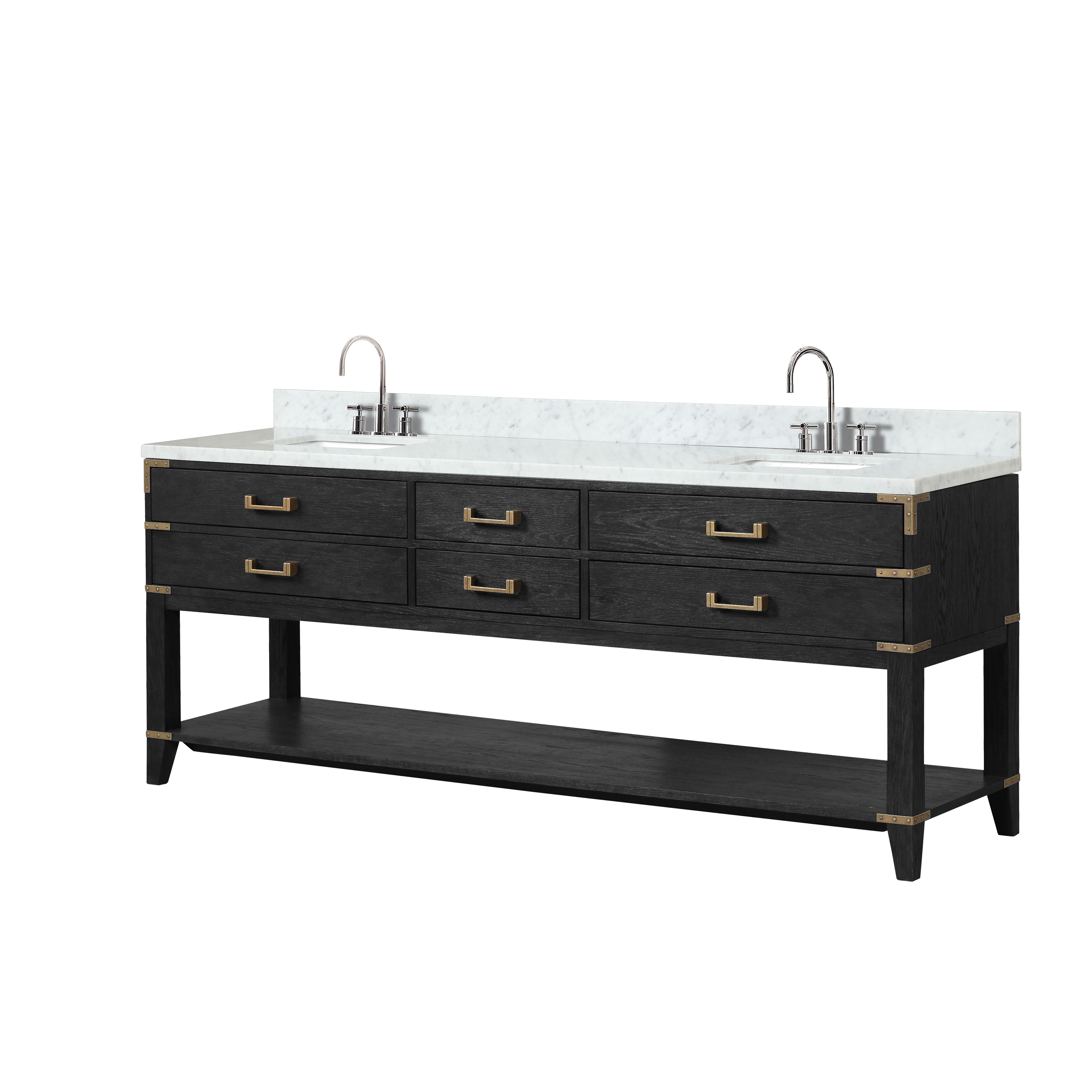 Norwalk 84 in W x 22 in D Black Oak Double Bath Vanity