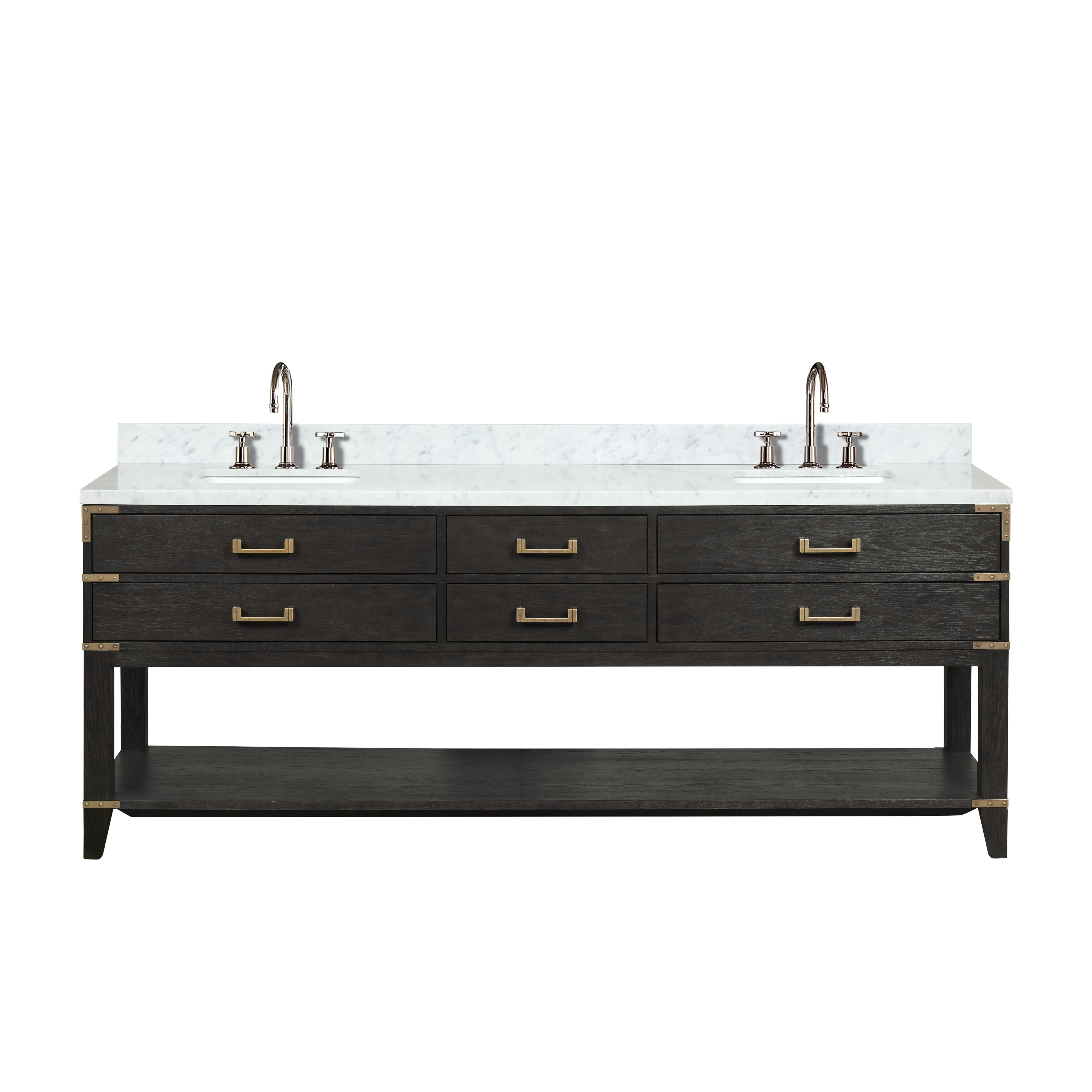 Norwalk 84 in W x 22 in D Black Oak Double Bath Vanity