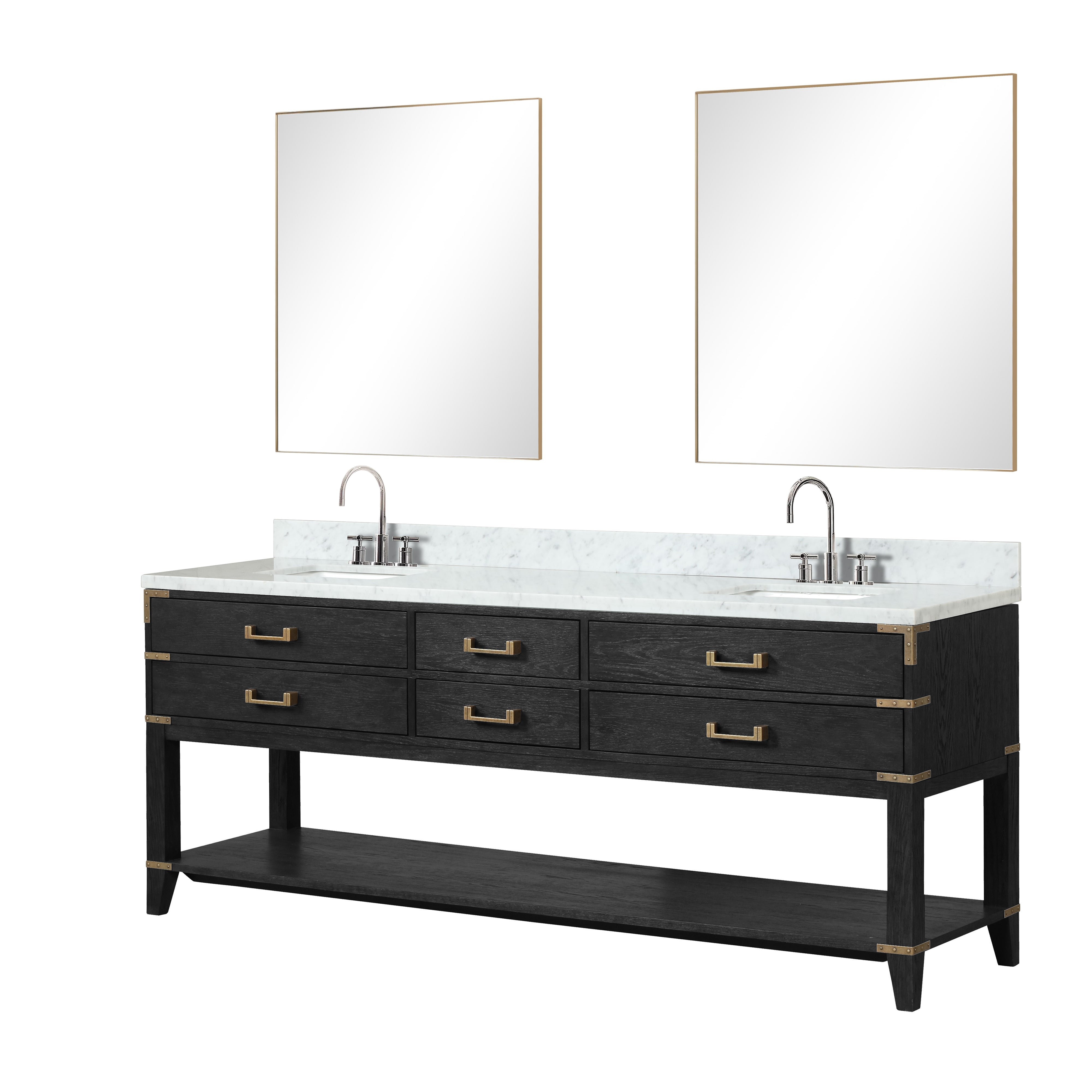 Norwalk 84 in W x 22 in D Black Oak Double Bath Vanity