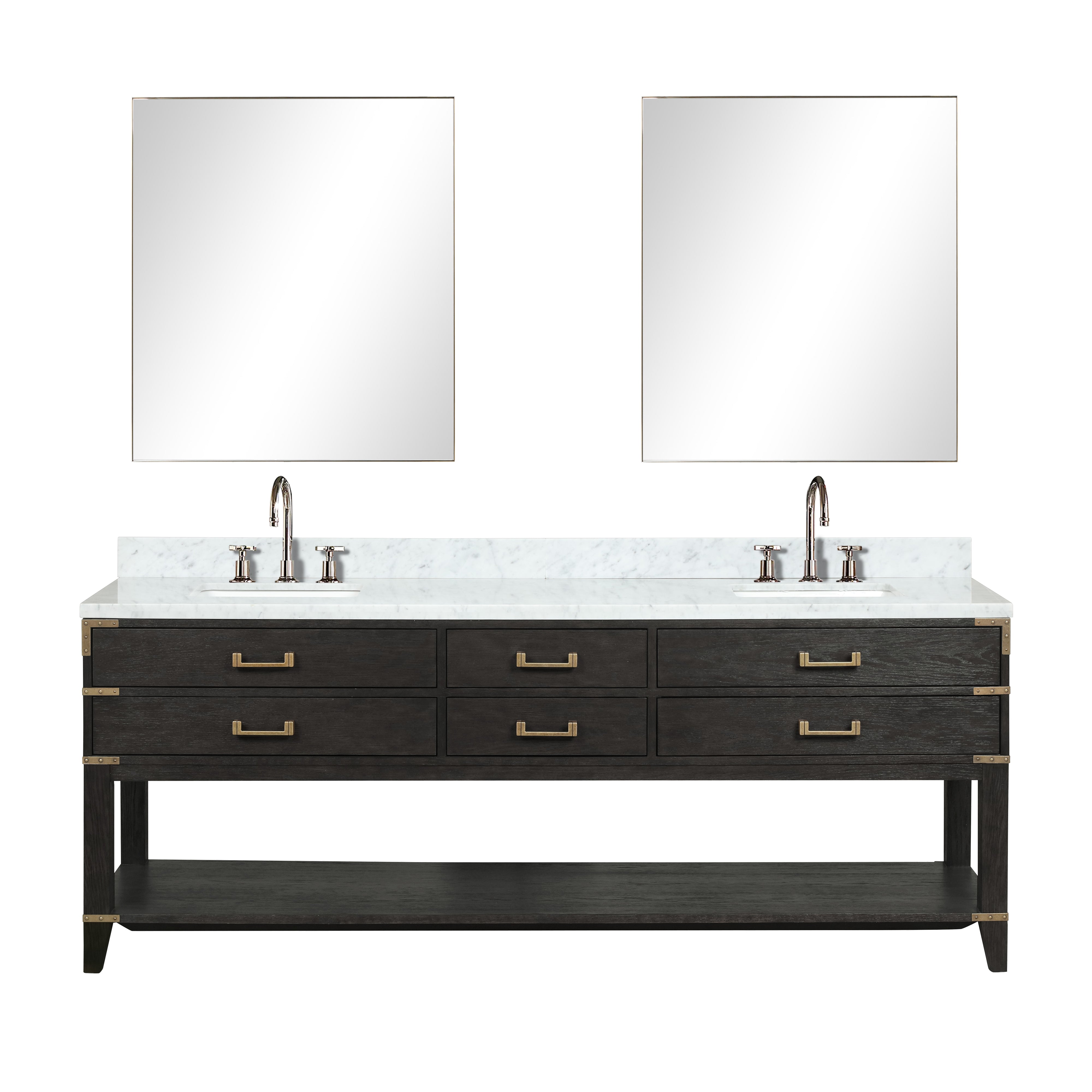 Norwalk 84 in W x 22 in D Black Oak Double Bath Vanity