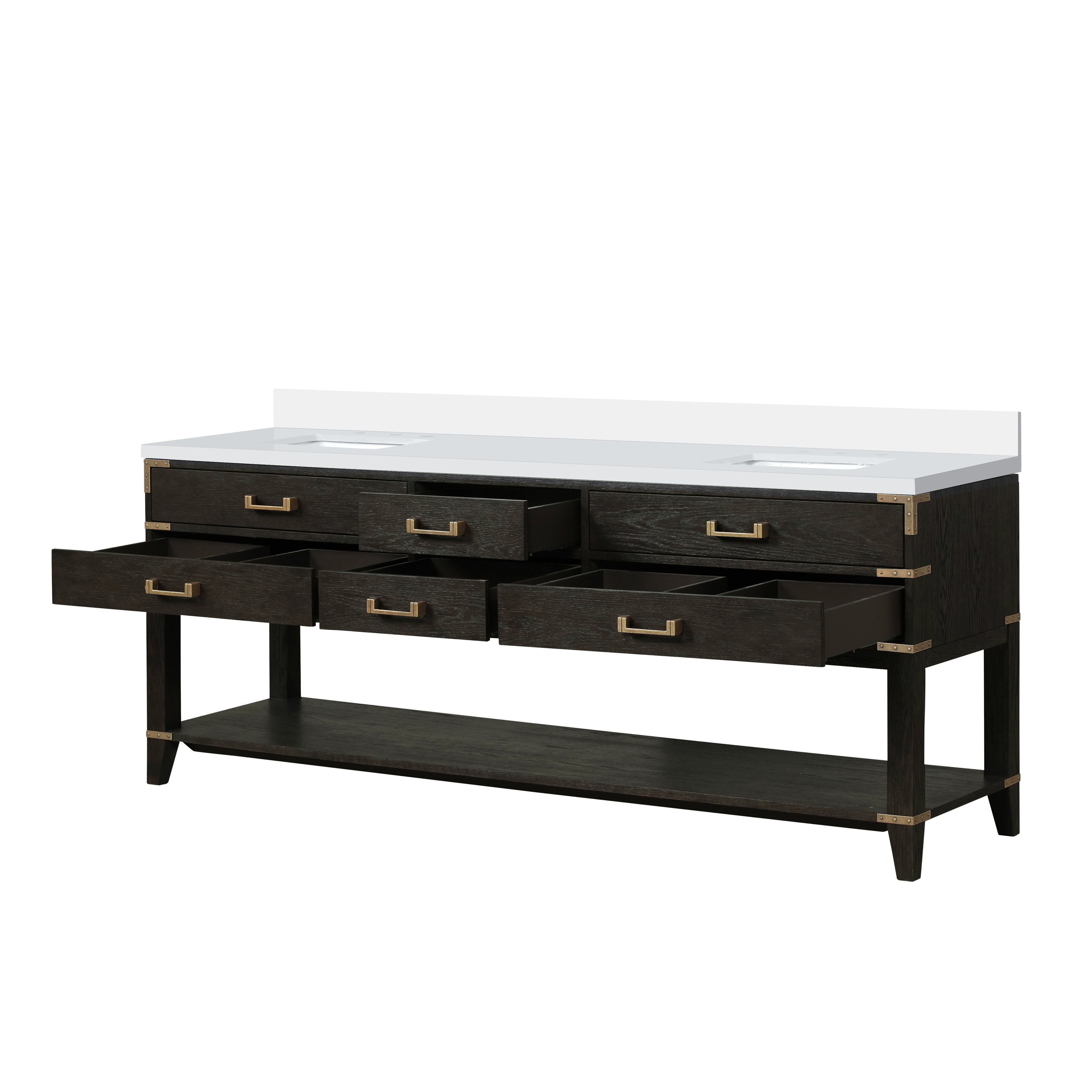 Norwalk 84 in W x 22 in D Black Oak Double Bath Vanity