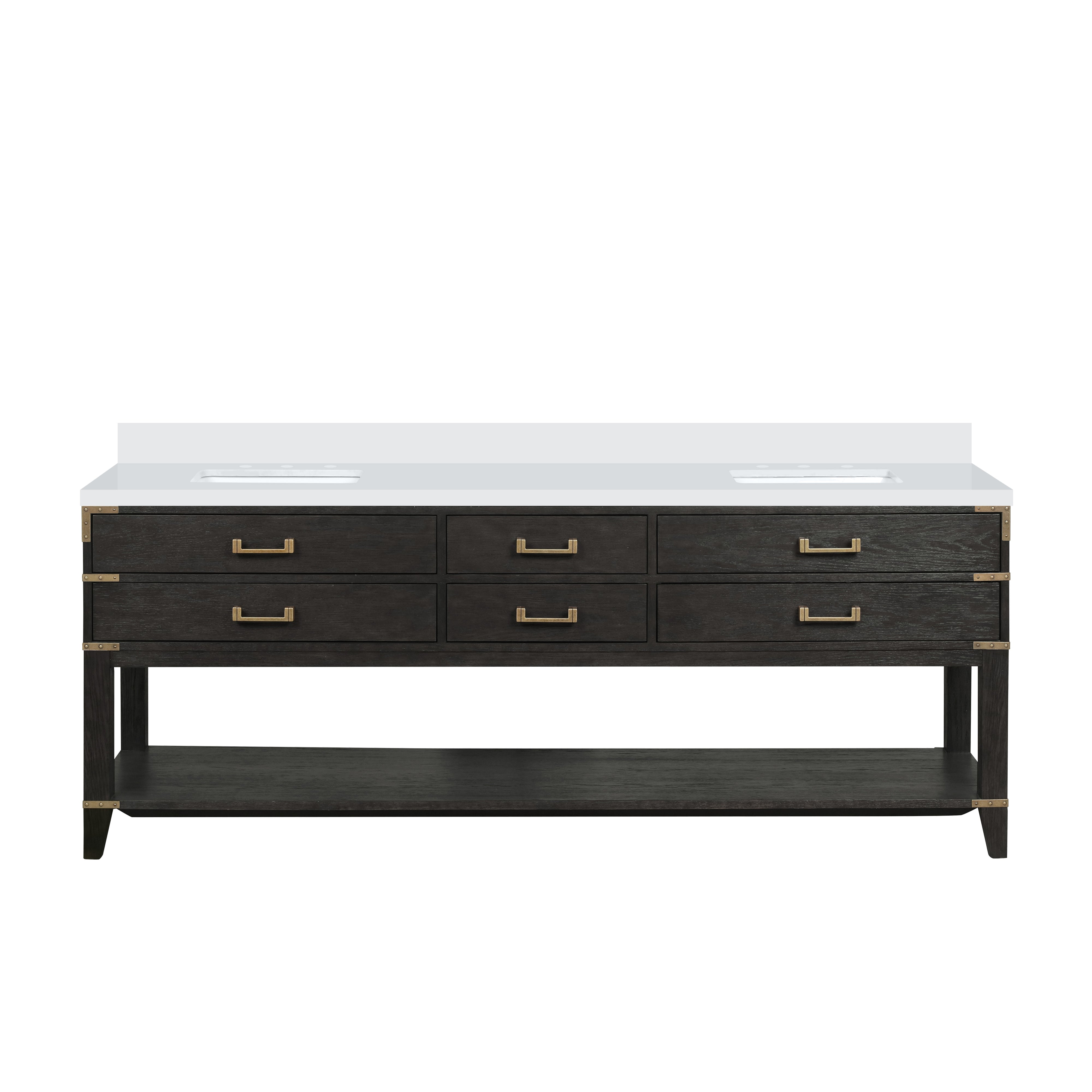 Norwalk 84 in W x 22 in D Black Oak Double Bath Vanity