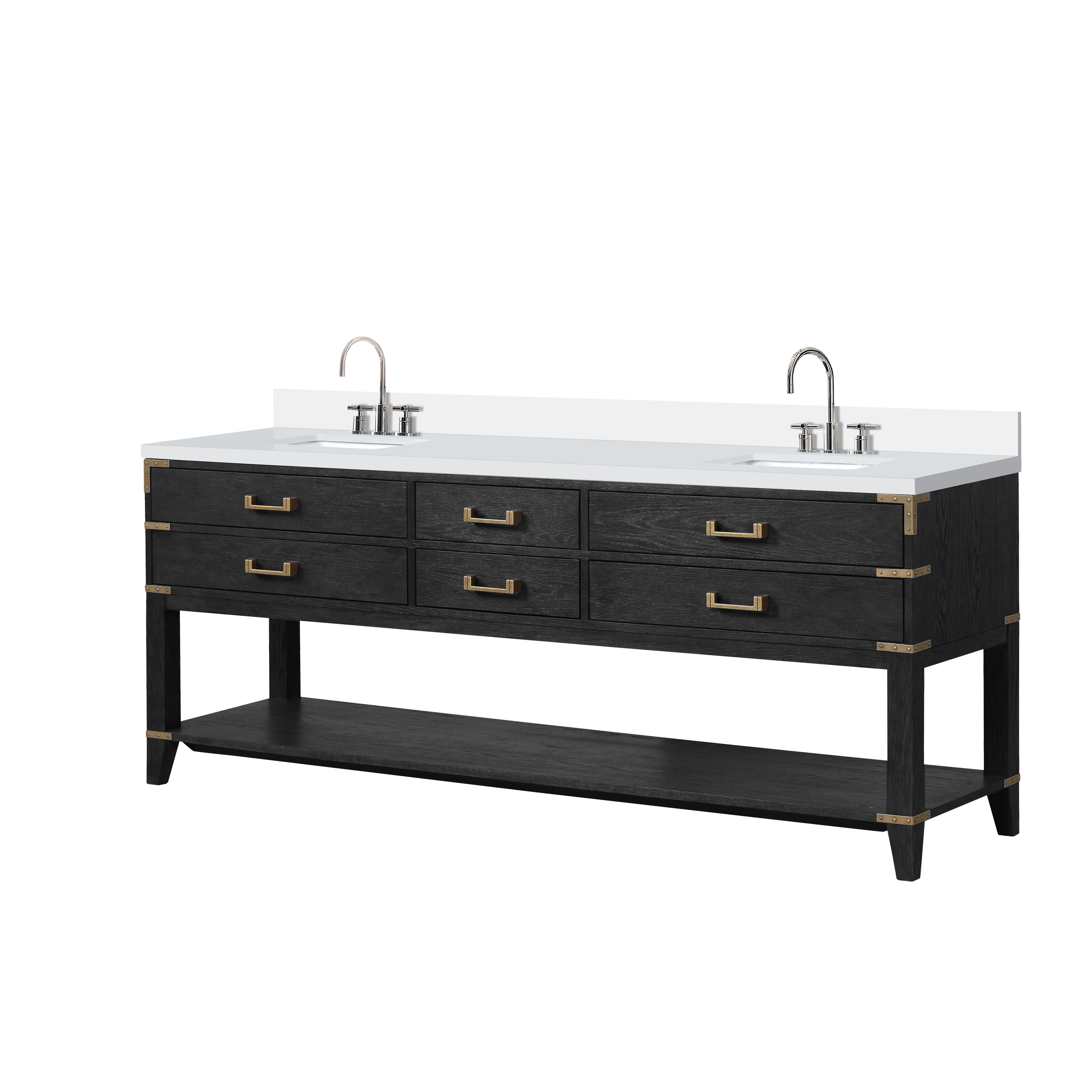 Norwalk 84 in W x 22 in D Black Oak Double Bath Vanity