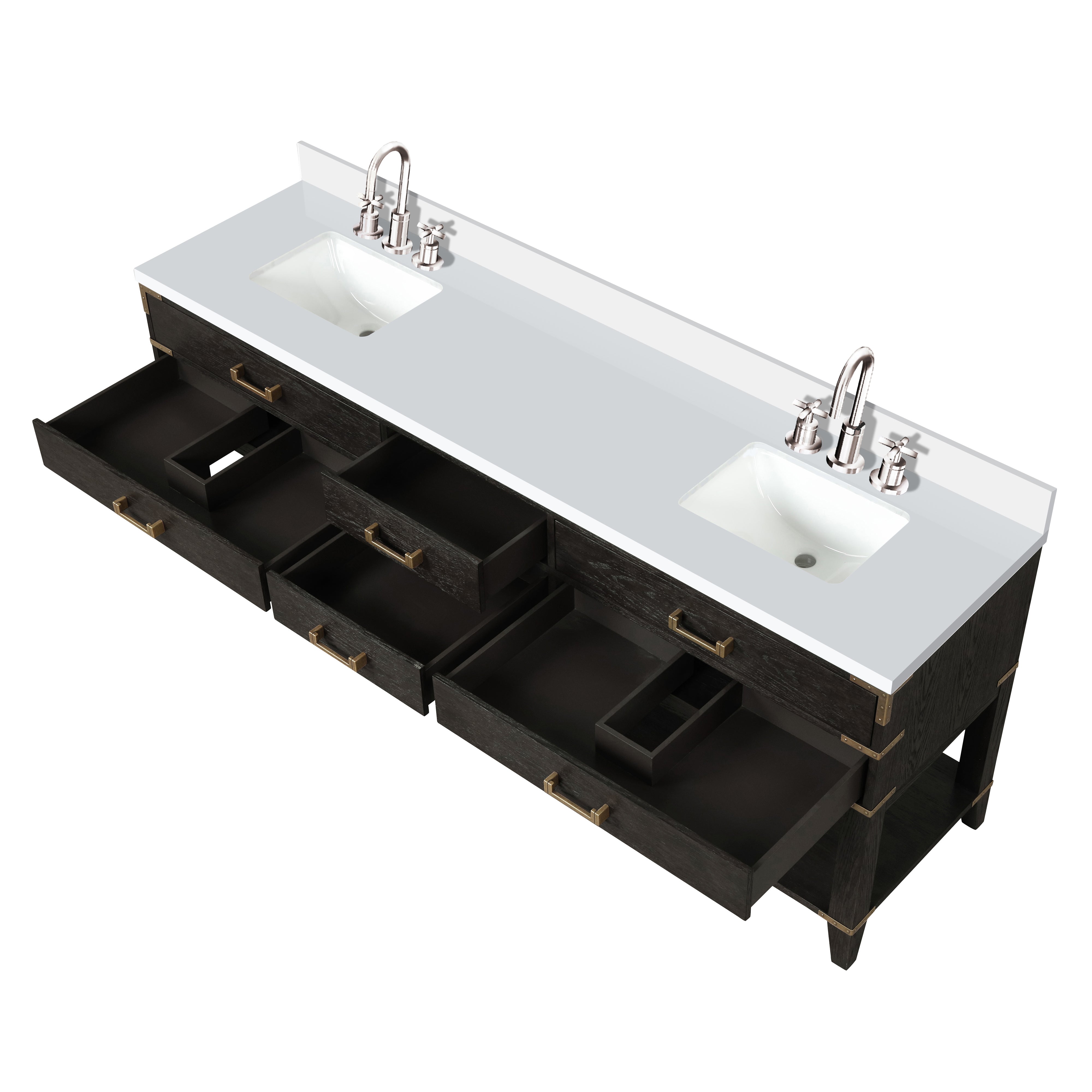 Norwalk 84 in W x 22 in D Black Oak Double Bath Vanity