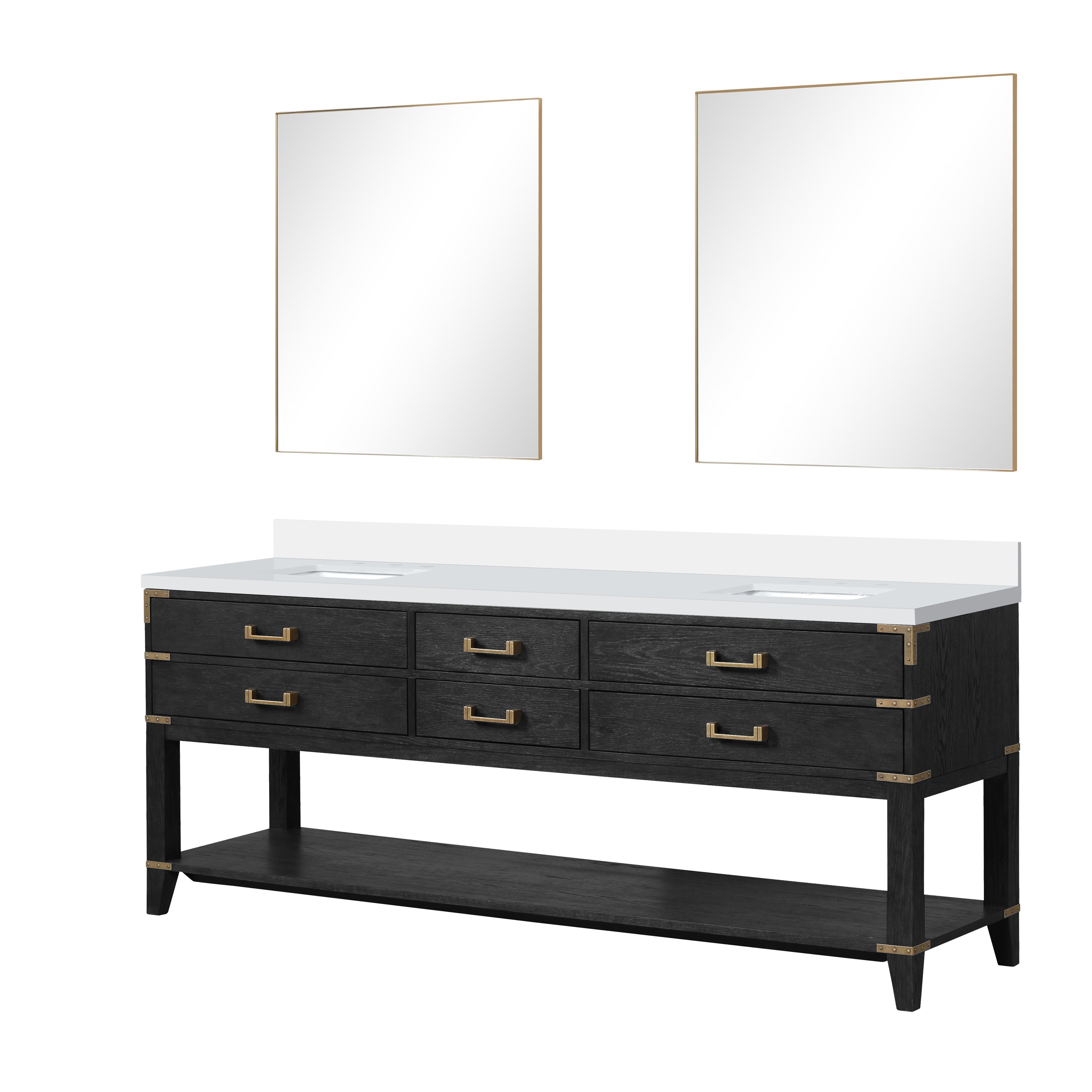 Norwalk 84 in W x 22 in D Black Oak Double Bath Vanity