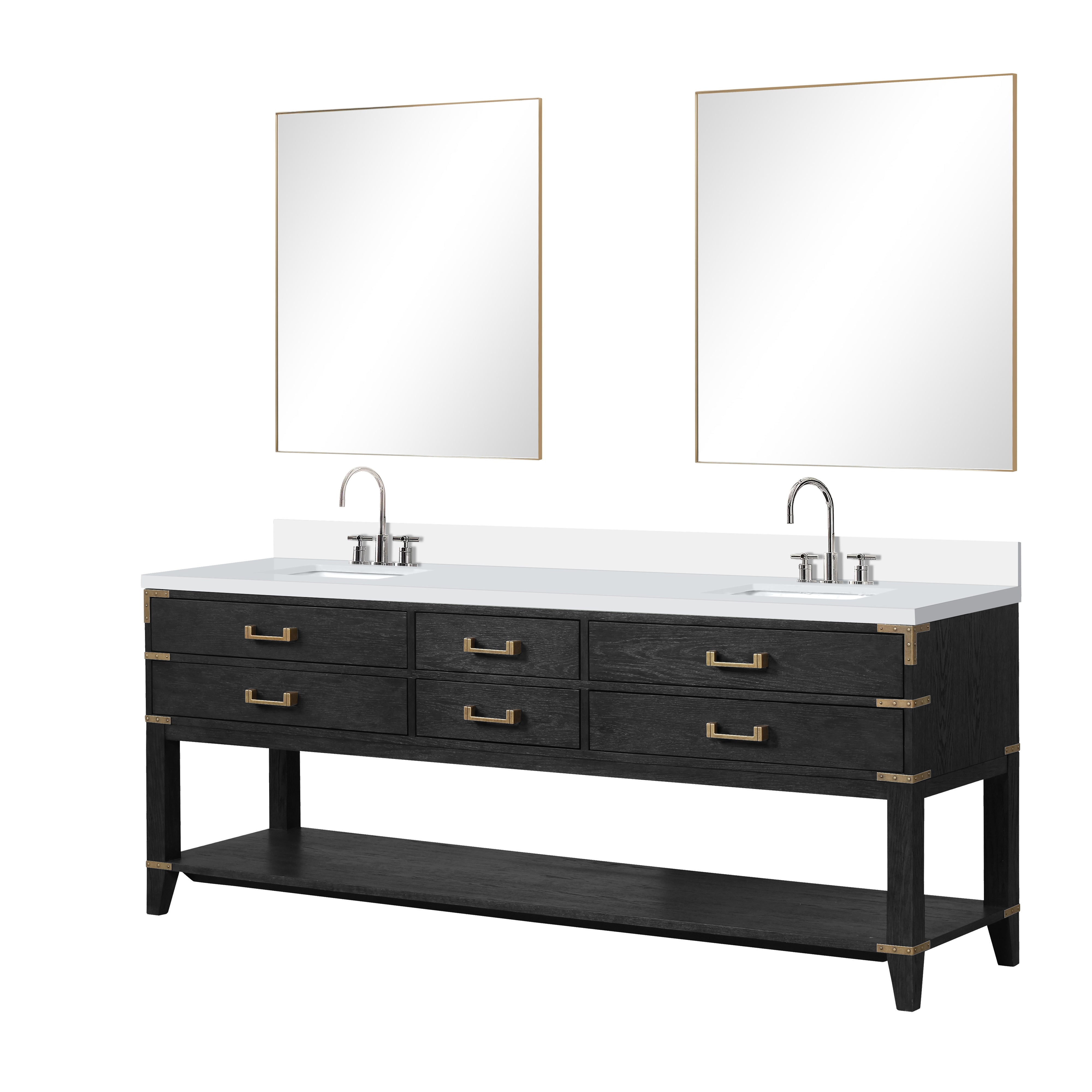 Norwalk 84 in W x 22 in D Black Oak Double Bath Vanity