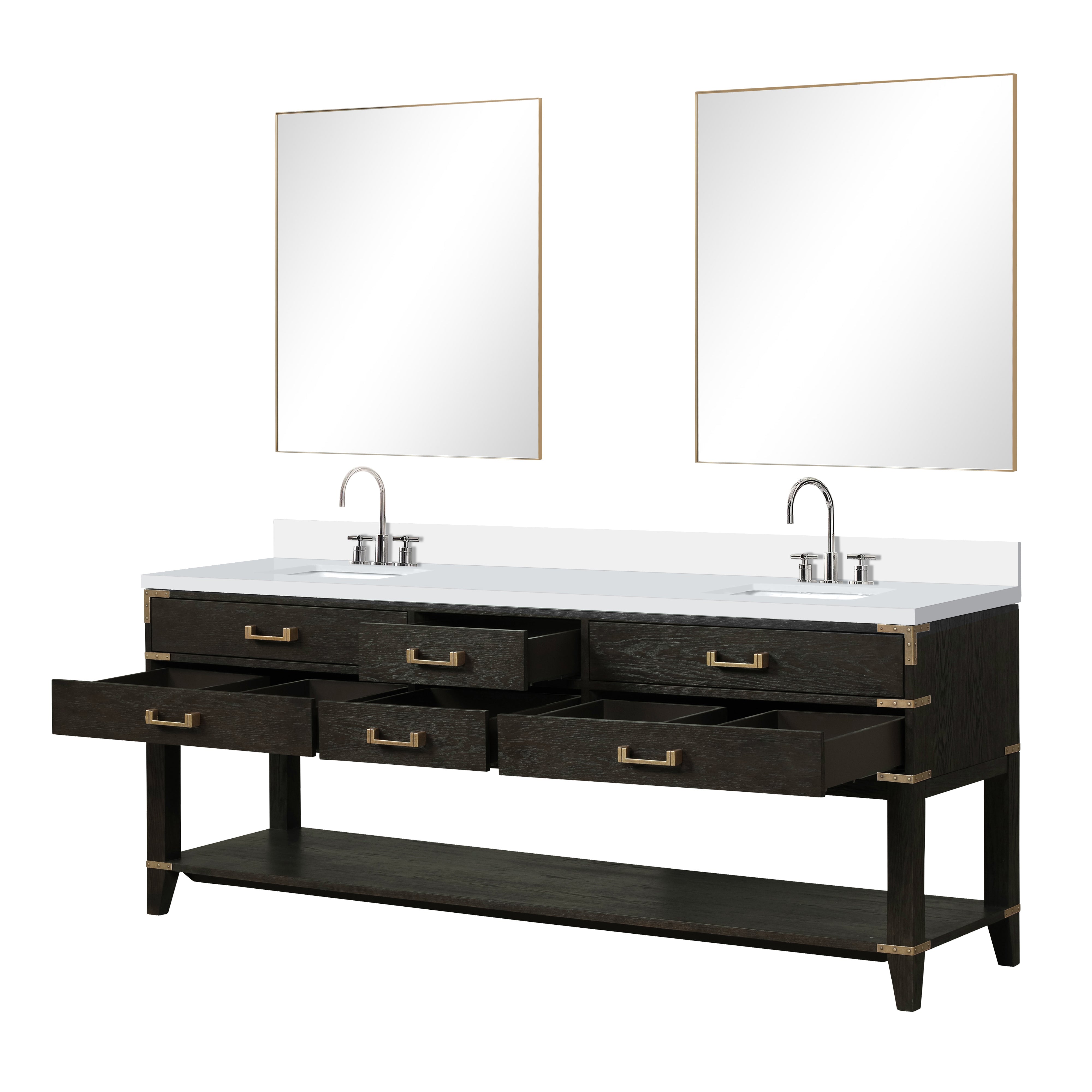 Norwalk 84 in W x 22 in D Black Oak Double Bath Vanity