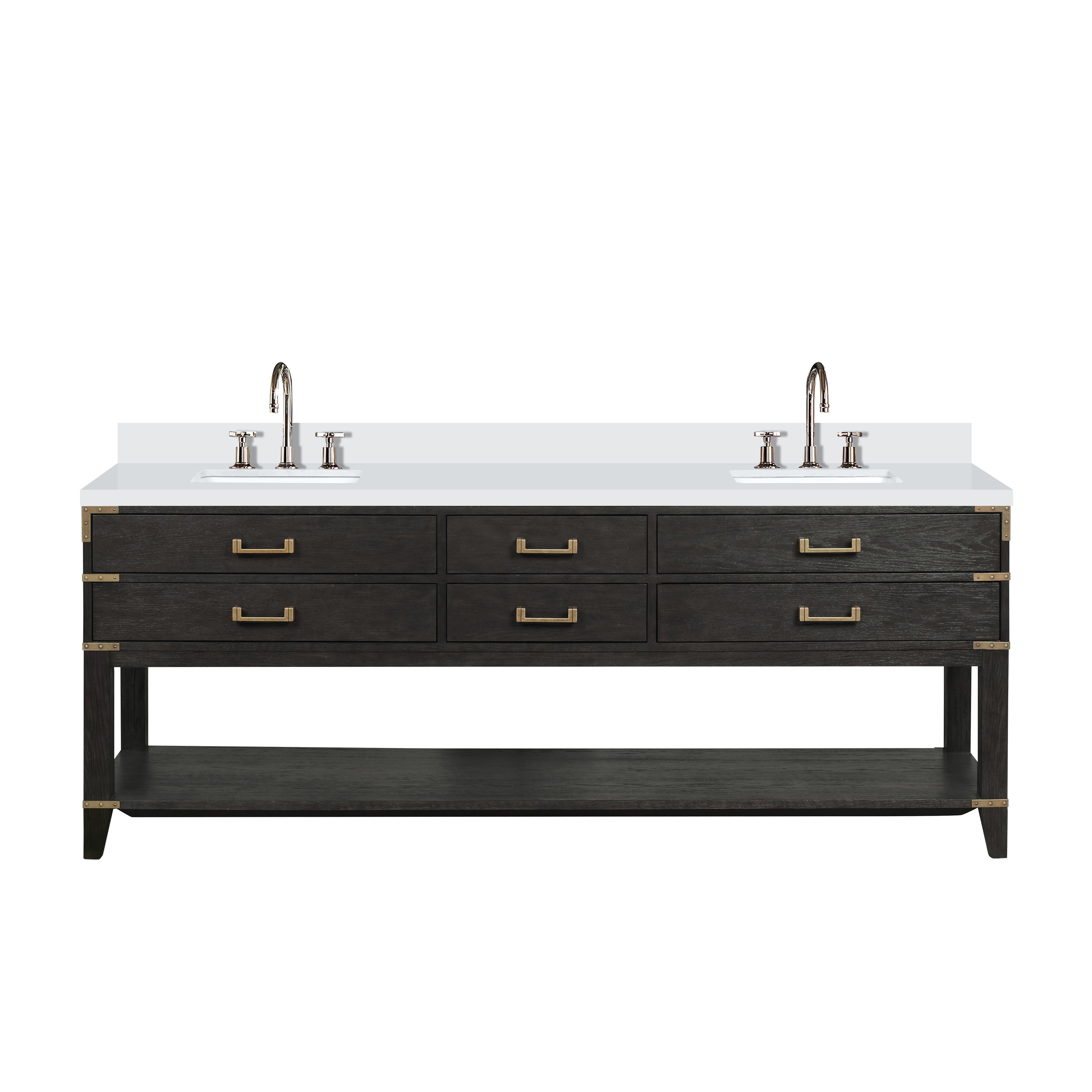 Norwalk 84 in W x 22 in D Black Oak Double Bath Vanity