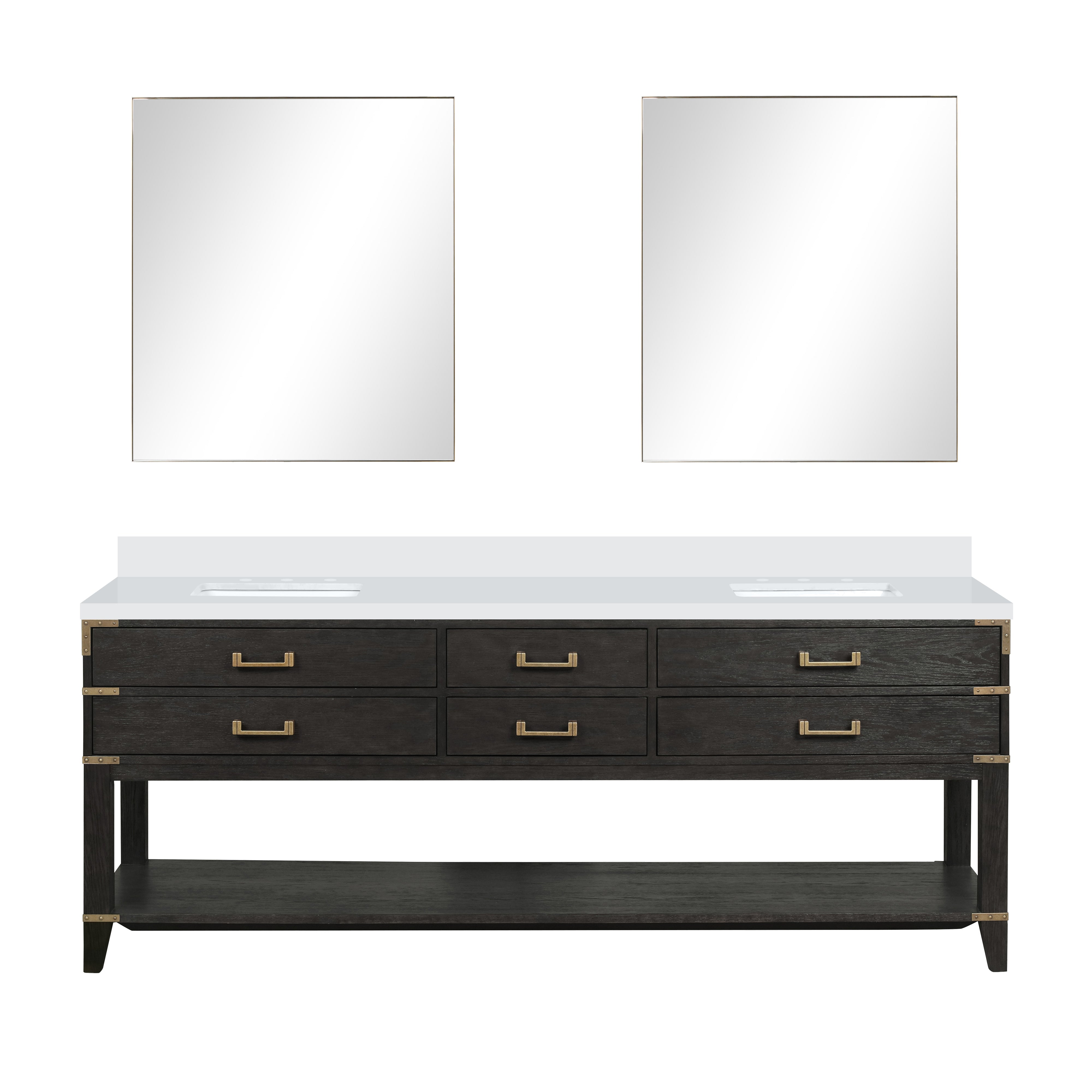 Norwalk 84 in W x 22 in D Black Oak Double Bath Vanity