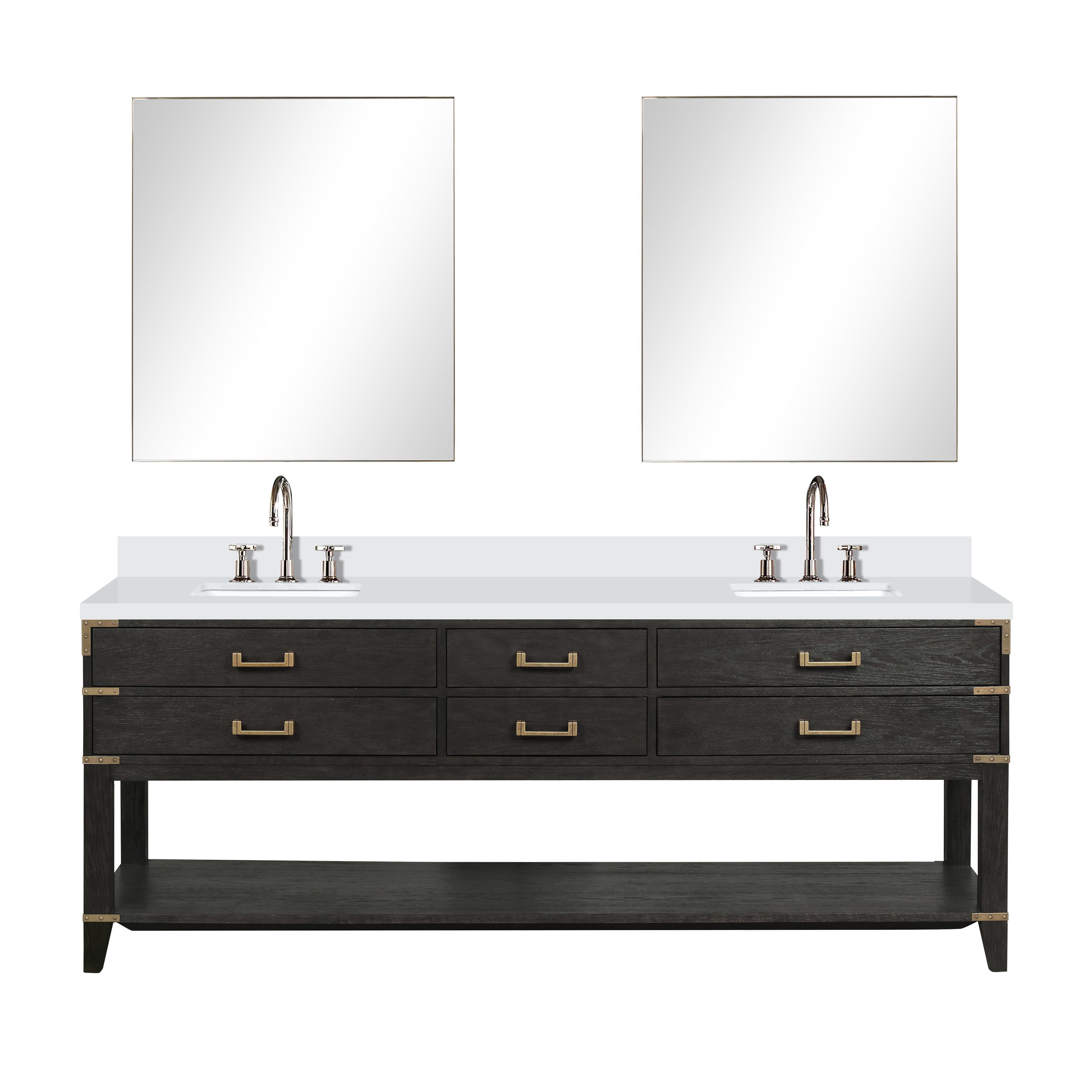 Norwalk 84 in W x 22 in D Black Oak Double Bath Vanity