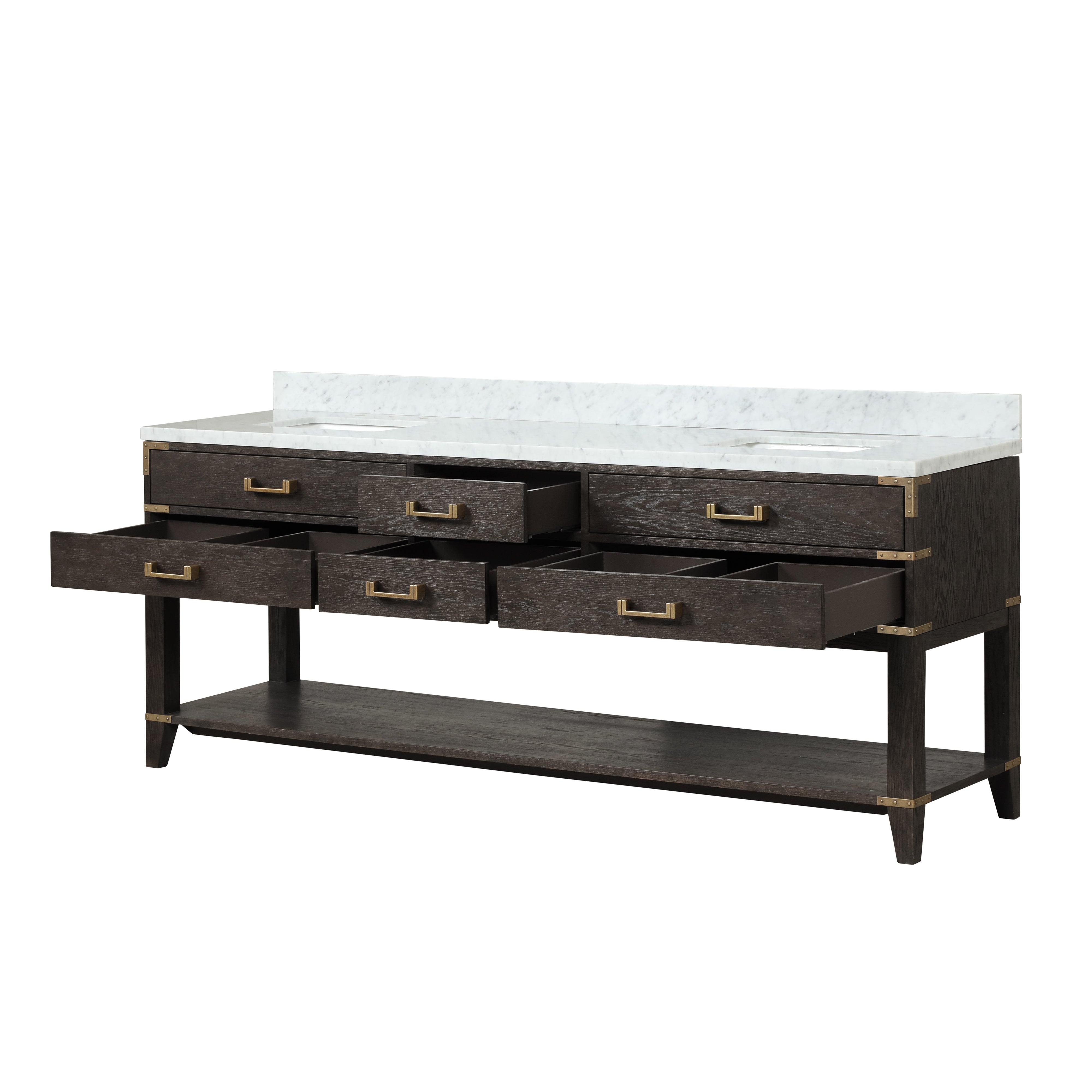 Norwalk 84 in W x 22 in D Brown Oak Double Bath Vanity