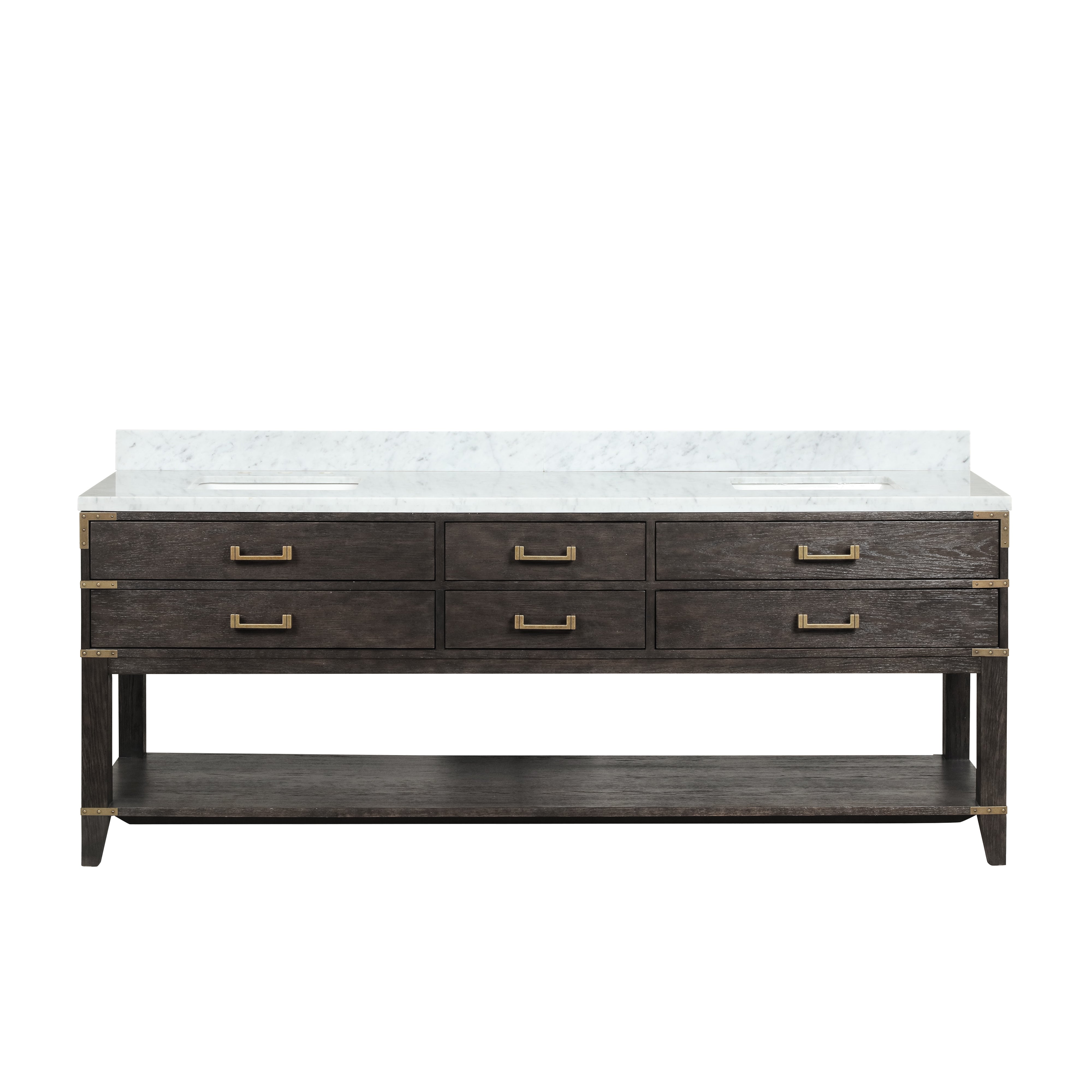 Norwalk 84 in W x 22 in D Brown Oak Double Bath Vanity